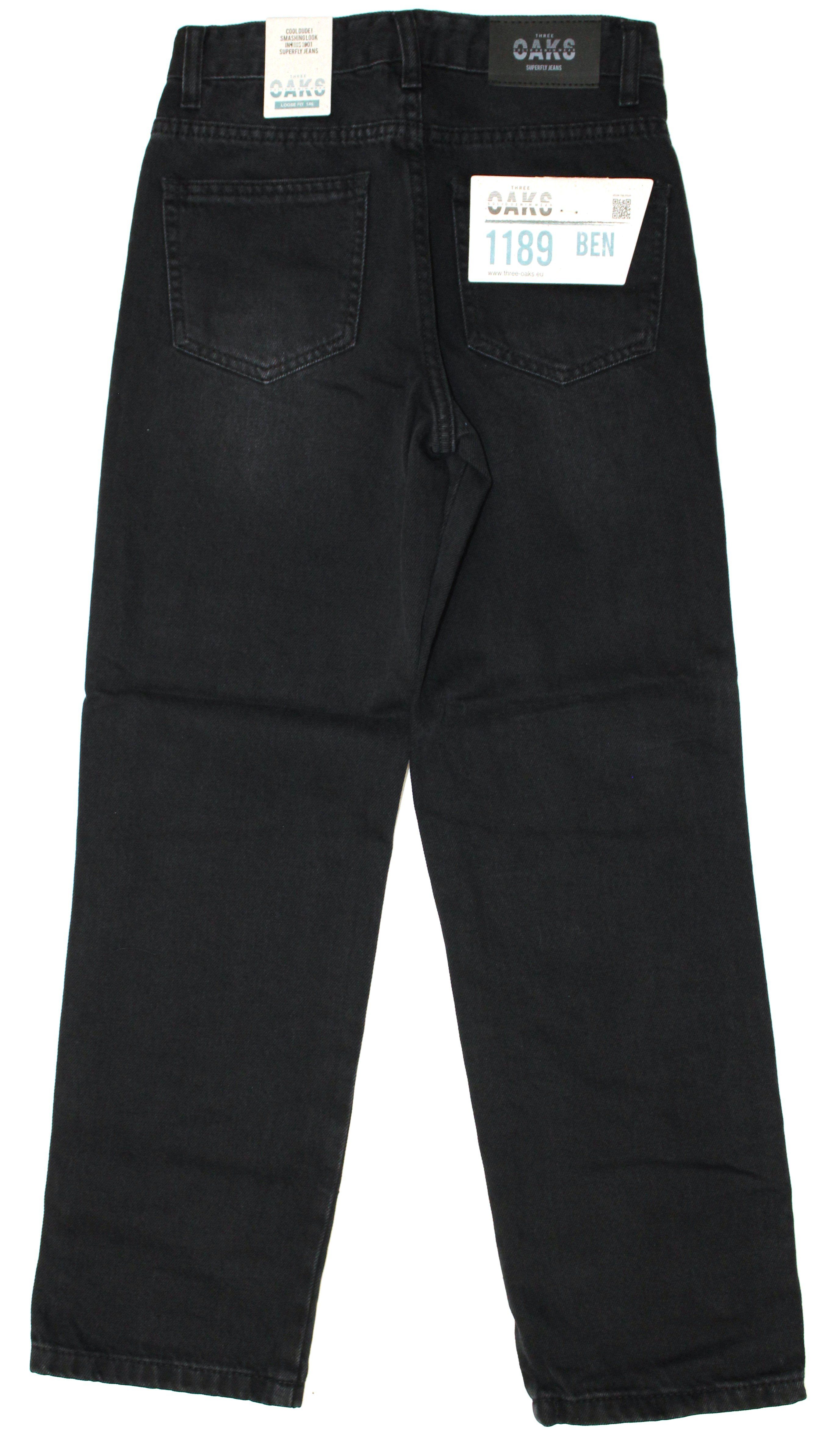 Jeans Black BAGGY-FIT-JEANS THREE OAKS (1-tlg) Bequeme 390