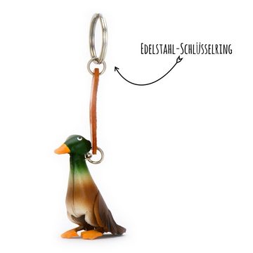 Monkimau Schlüsselanhänger Enten Schlüsselanhänger Leder Tier Figur (Packung)
