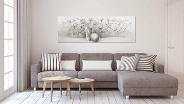 YS-Art Gemälde Stilleben, Blumen, Blumen Leinwand Bild Silber Vase