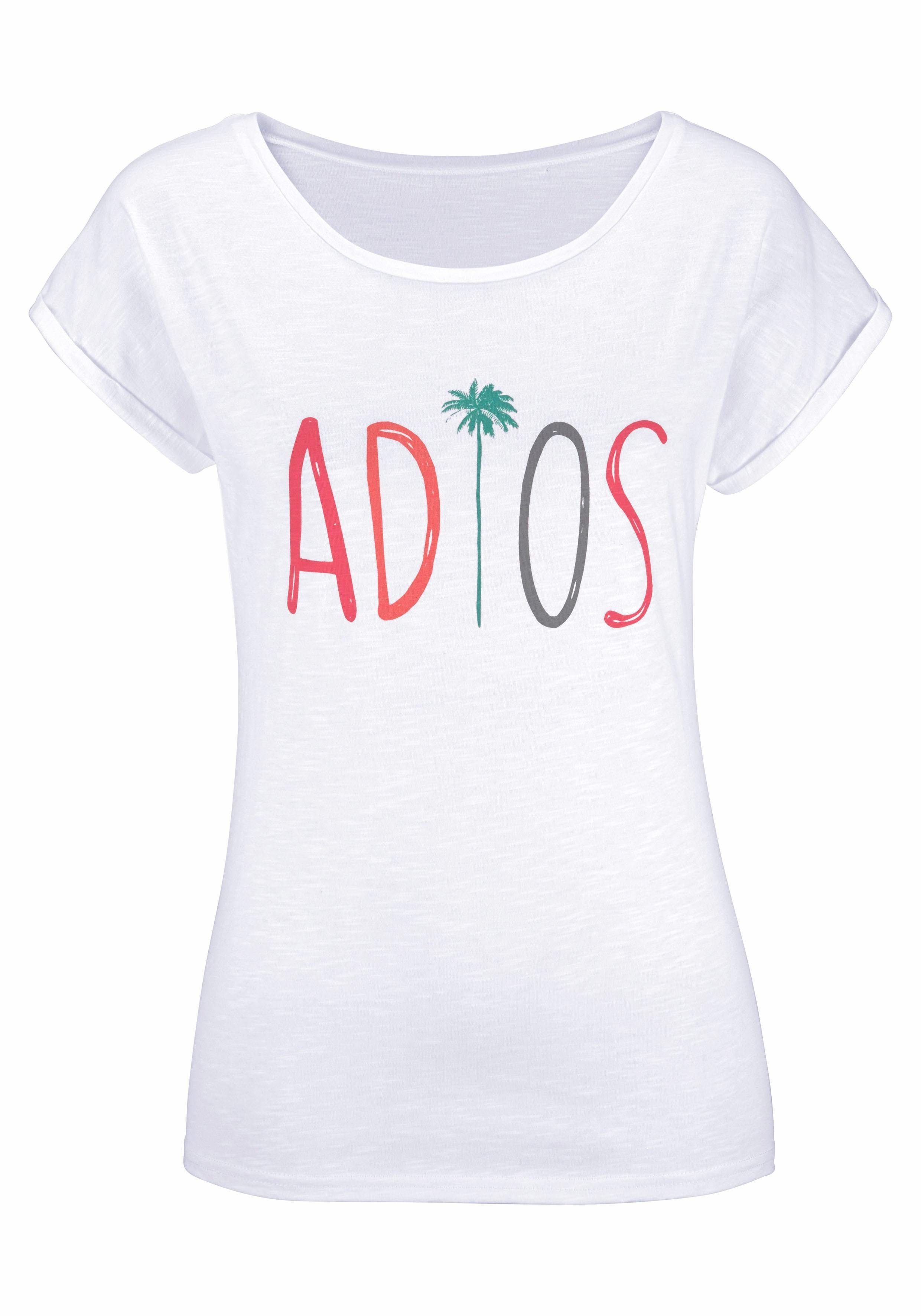 Beachtime modischem "Adios" Frontdruck mit Sprüche T-Shirt