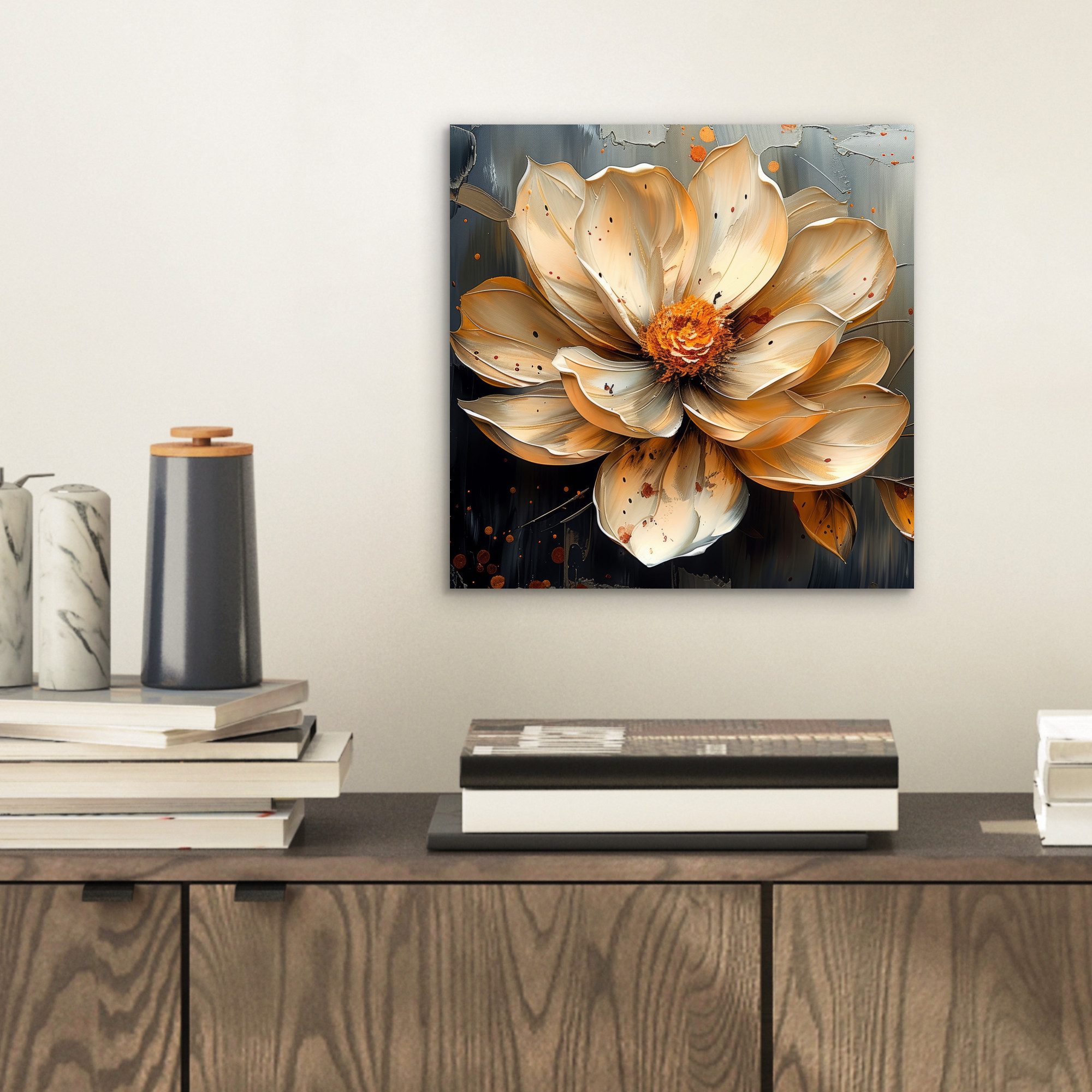 MuchoWow Metallbild Blumen - Gold - günstig online kaufen