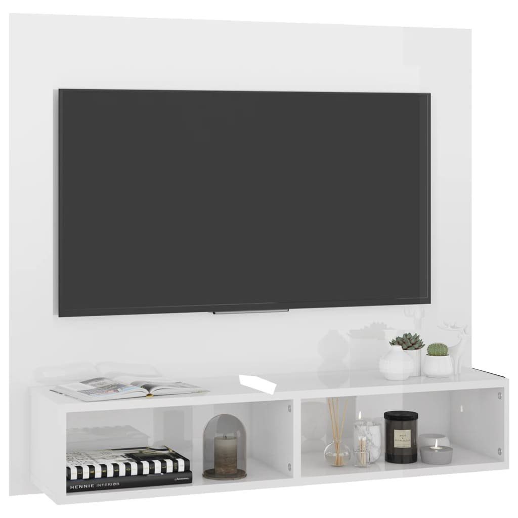 Holzwerkstoff 102x23,5x90 cm TV-Wandschrank furnicato TV-Schrank Hochglanz-Weiß