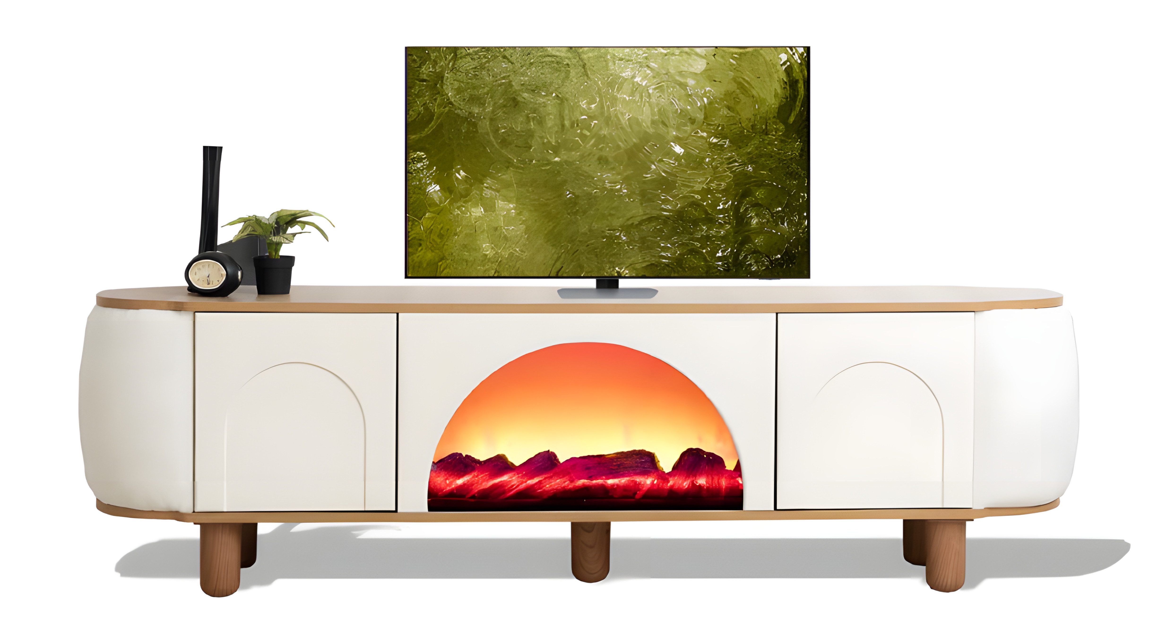 JVmoebel TV-Wand Dekokamin mit Bluetooth-Soundsystem und Farbwechsel-Licht, (1-St), Made in Europe