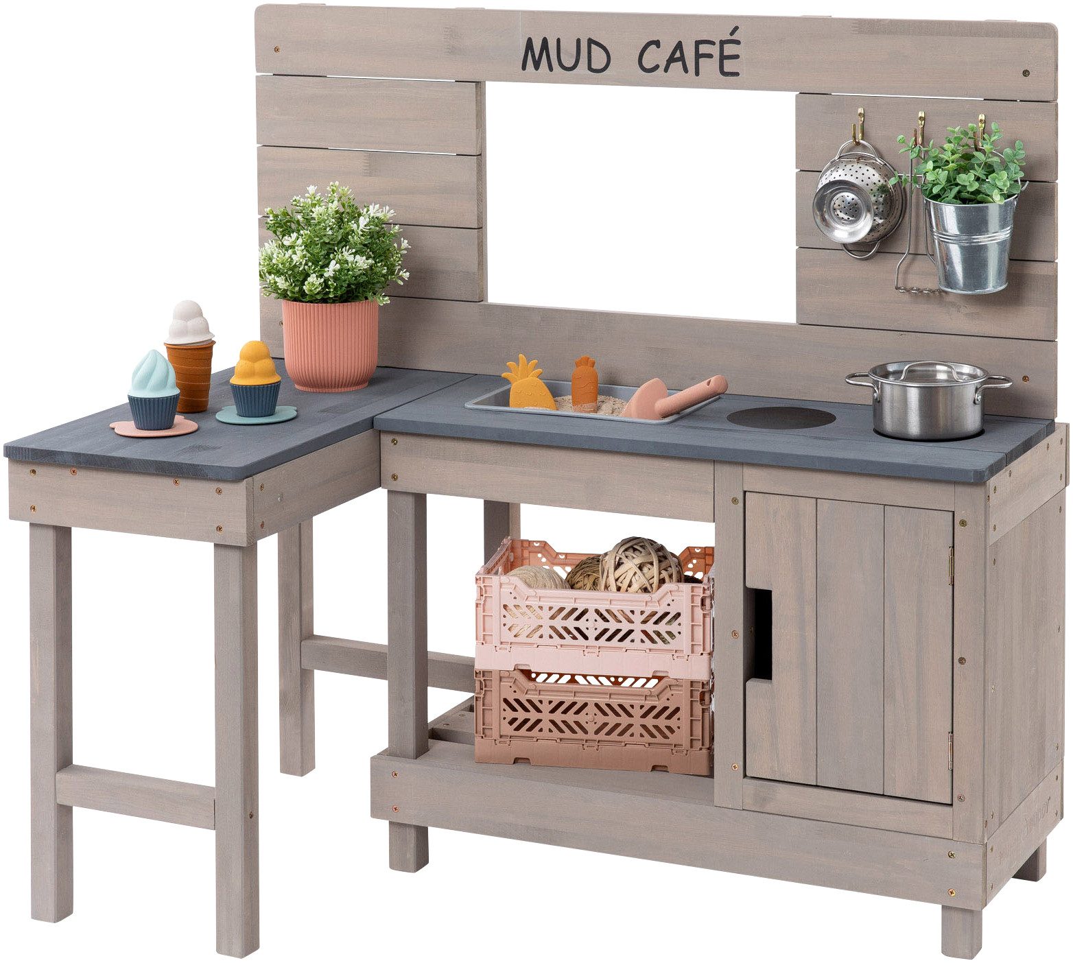 MUDDY BUDDY® Outdoor-Spielküche Matschküche Coffee Corner Holz