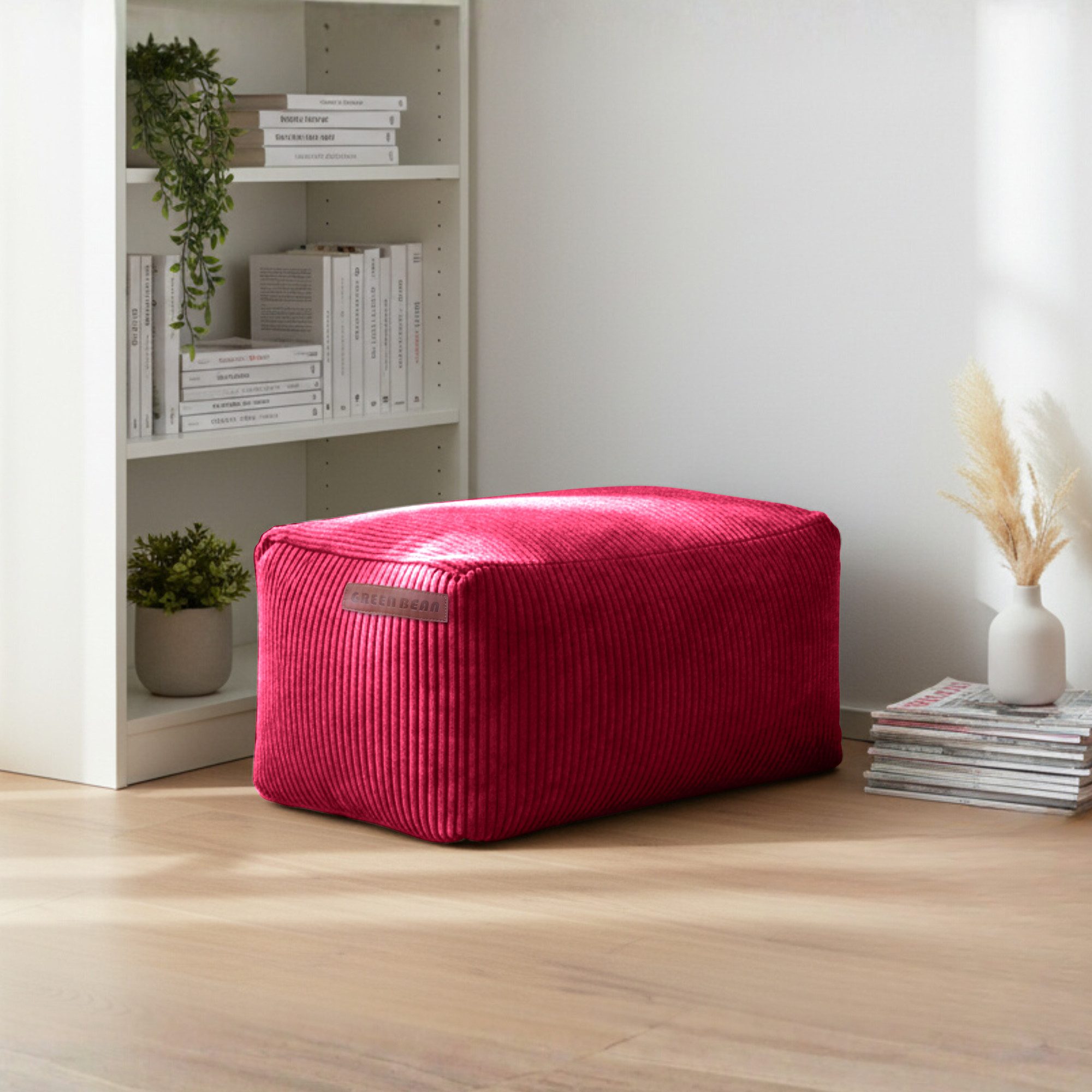 Green Bean Pouf Ottomane Cord (Indoor Sitzhocker Sitzkissen Fußhocker Relax-Sessel, Made in Germany), die ideale Ergänzung zum Sitzsack