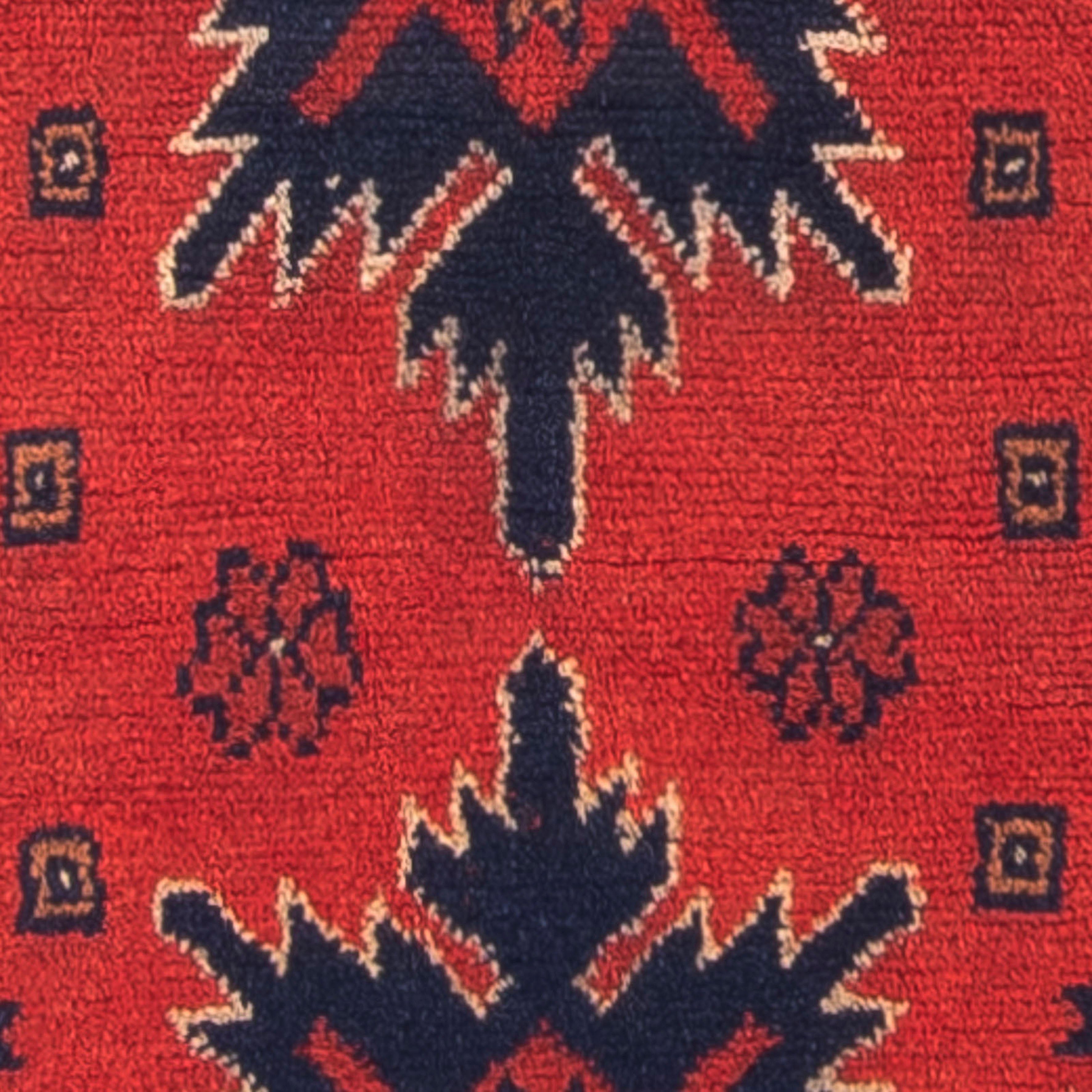 Orientteppich Afghan - Kunduz 98 7 dunkelrot, - Höhe: rechteckig, mit 49 - Zertifikat cm Handgeknüpft, mm, Wohnzimmer, morgenland, x Einzelstück