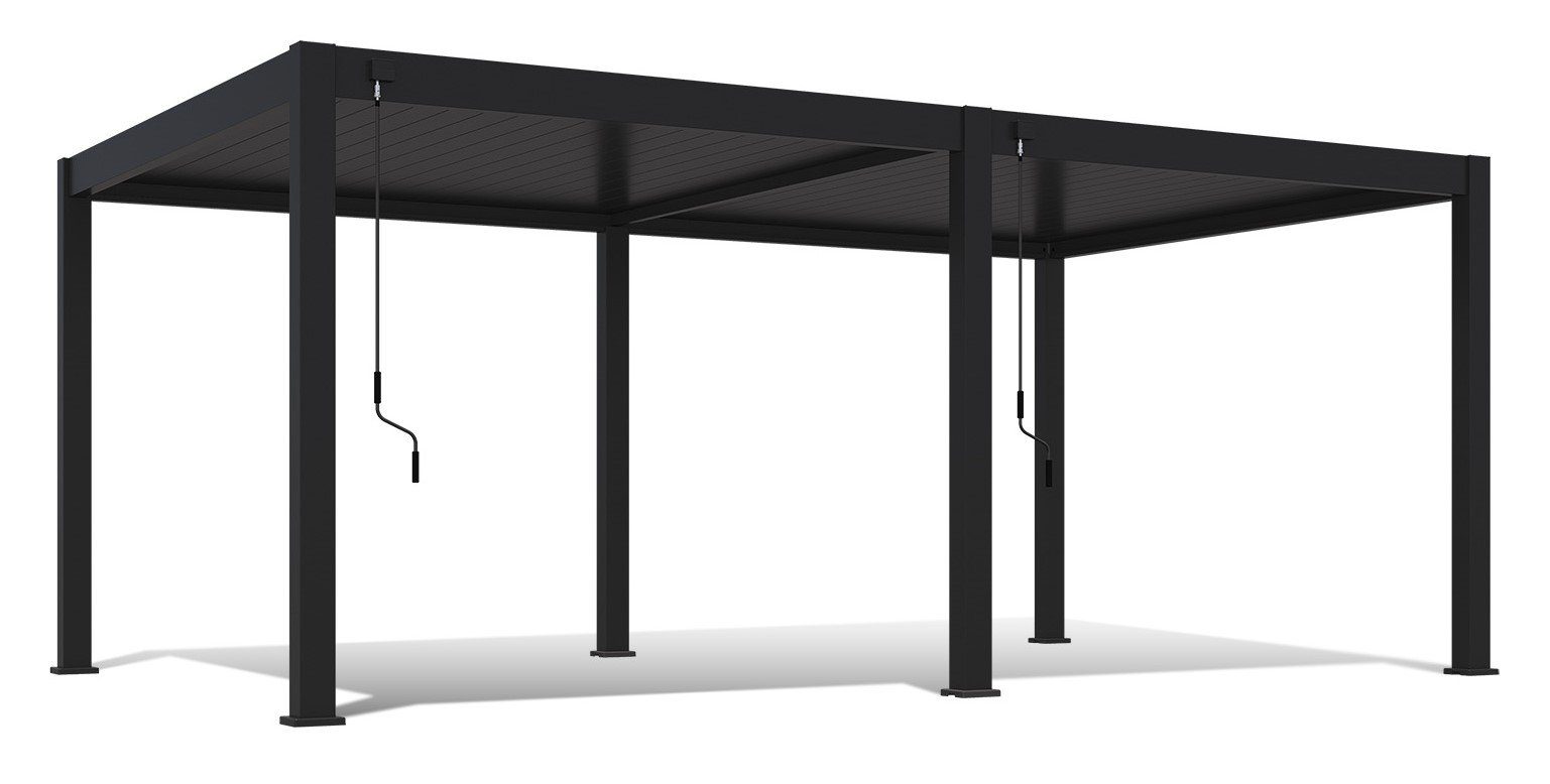 Garten Living Pergola Pavillon mit einstellbarem Stoffdach 3 x 4 m  Terrassen-Vordach Aluminium Sonnenschutz