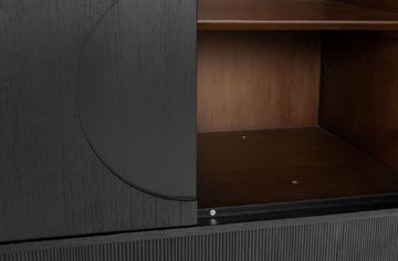 Casa Padrino Stauraumschrank Casa Padrino Luxus Designer Schrank Schwarz 130 x 45 x H. 190 cm - Massivholz Regalschrank mit 3 Türen - Schlafzimmer Schrank - Wohnzimmer Schrank - Büro Schrank - Luxus Möbel