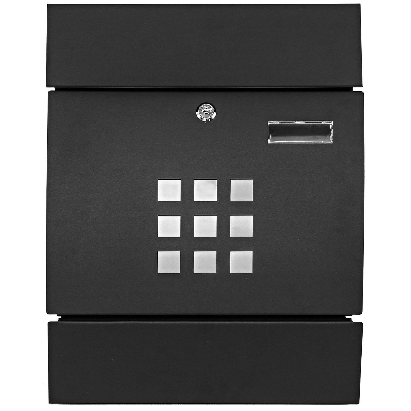MCW Wandbriefkasten MCW-B32, Zylinderschloss, Inkl. und Montagematerial 2 schwarz Schlüsseln