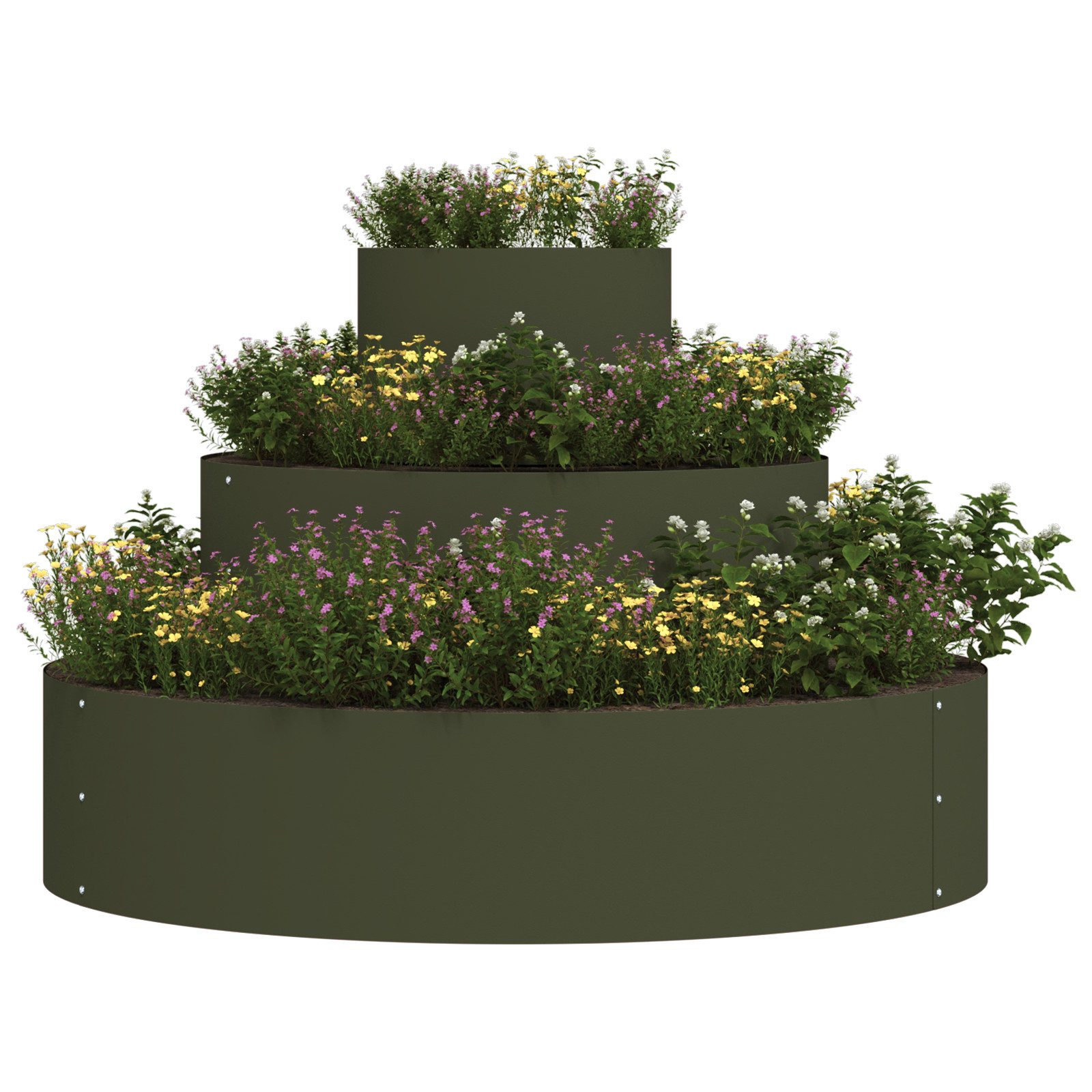 vidaXL Blumentopf Metallpflanzgefäß Stahl/olivgrün Ø 90 günstig online kaufen