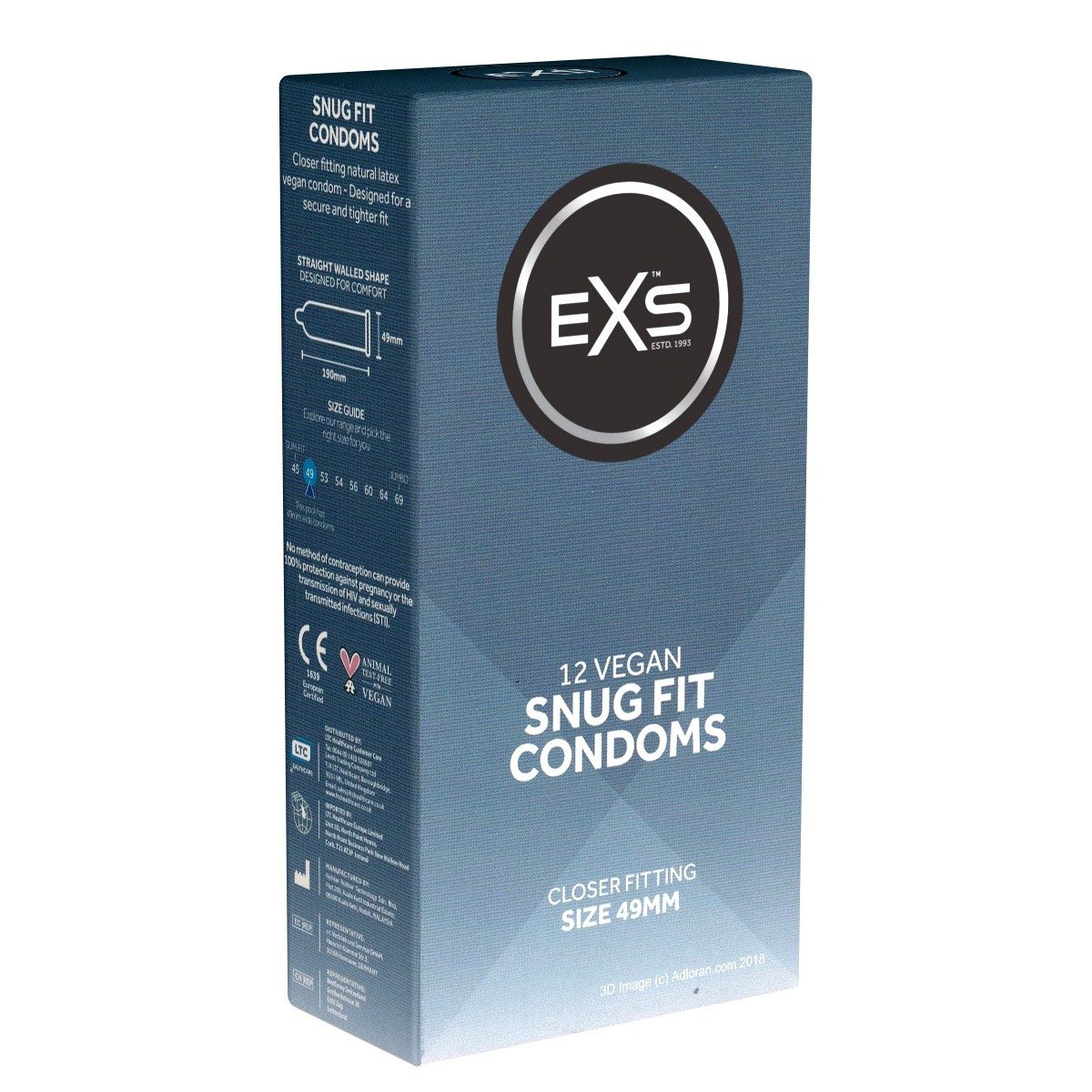 EXS Kondome Snug Closer Fitting - extra kleine Kondome Packung mit, 12 St., enge Kondome in Größe XS, schlanke Kondome für festen Sitz ohne Abrutschen