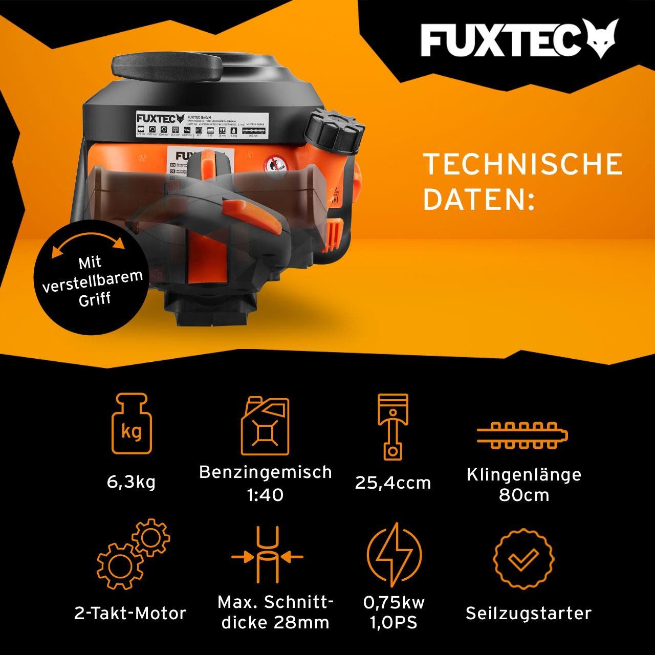 FUXTEC Benzin-Heckenschere FX-MHP126, 25.4ccm 80cm Schnittlänge, günstig online kaufen