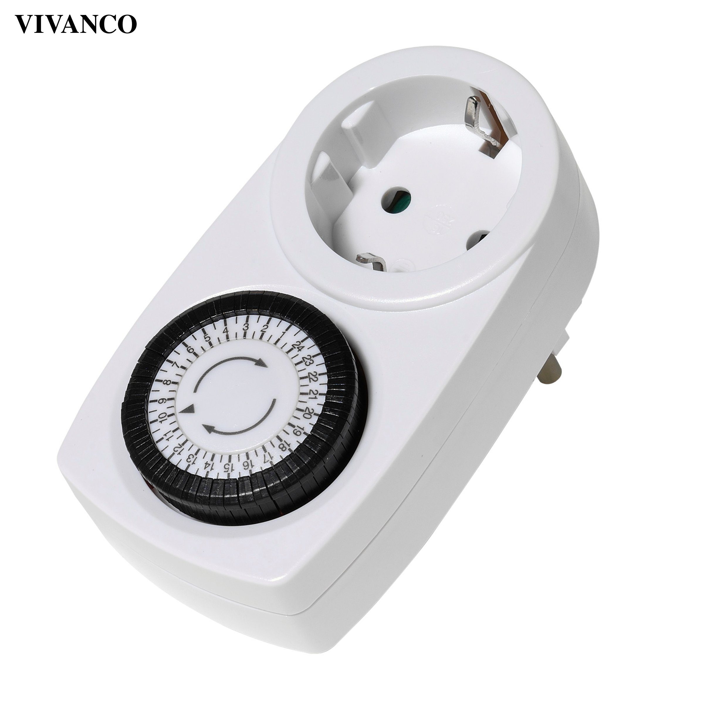 Vivanco Zeitschaltuhr, 1-St., Maximal 48 Schaltmöglichkeiten pro Tag, erhöhter Berührungsschutz
