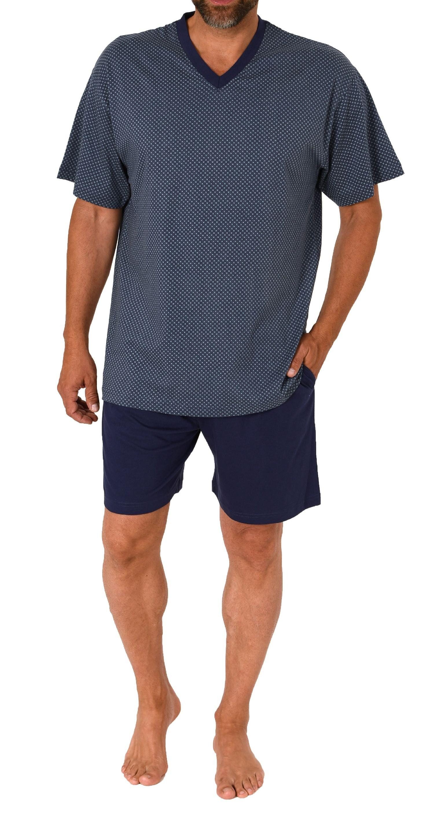 Pyjama Wunderschöner Herren Kurzarm Schlafanzug Shorty Pyjama in Optik