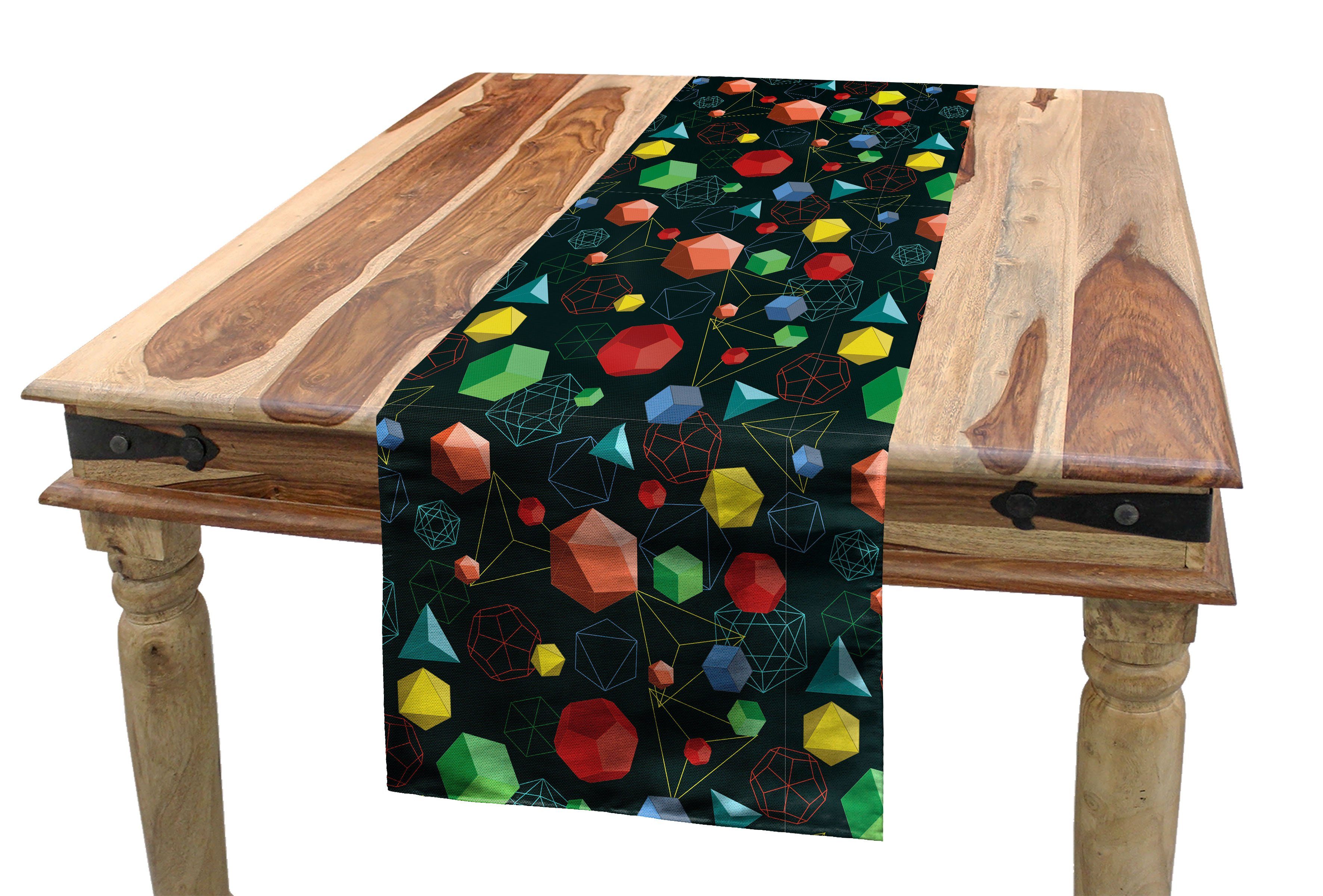 3D Esszimmer Rechteckiger Abakuhaus Tischläufer Küche Tischläufer, Platonische Formen Geometrisch Dekorativer