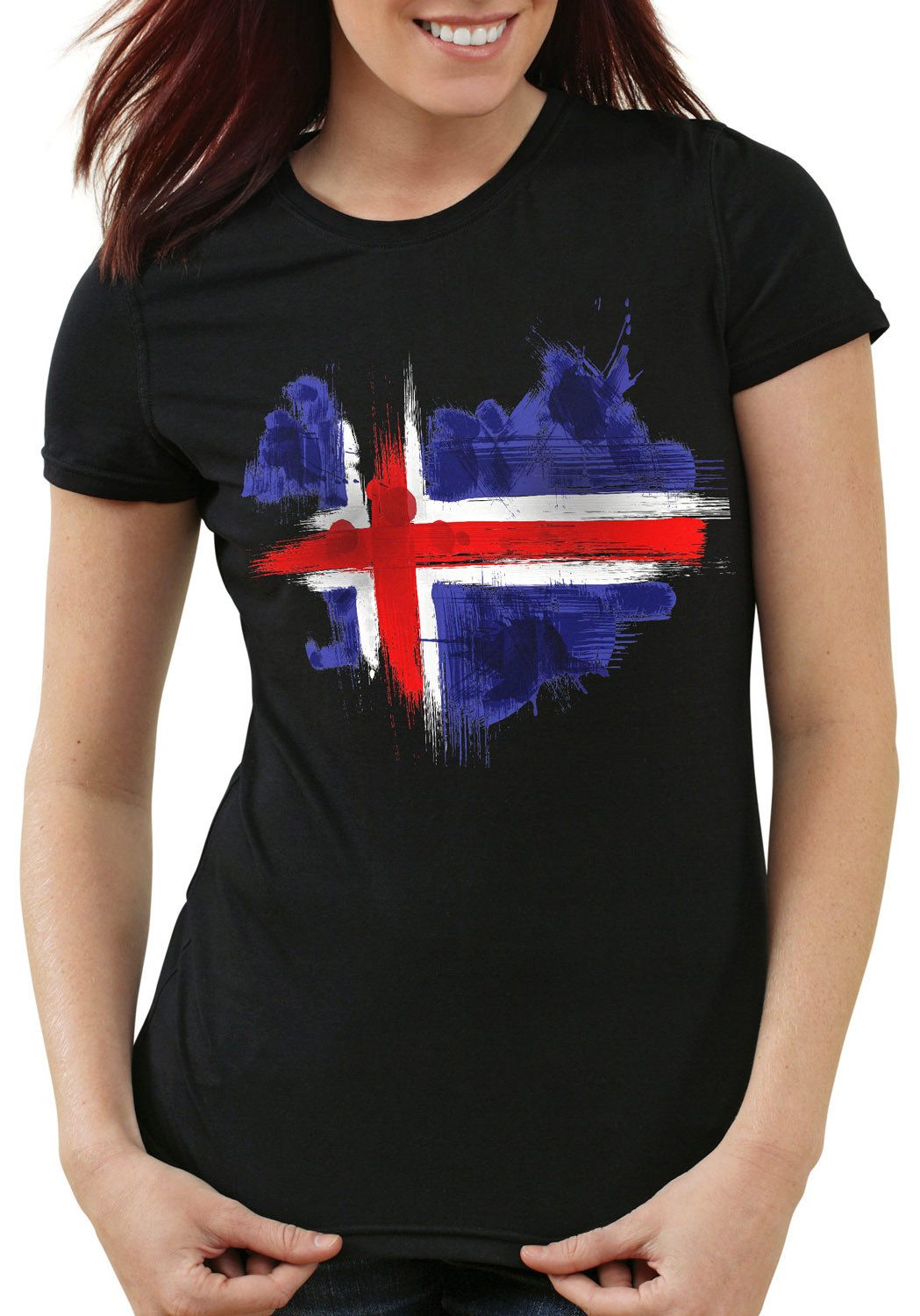 style3 T-Shirt Flagge Island Fußball Sport Iceland WM EM Fahne