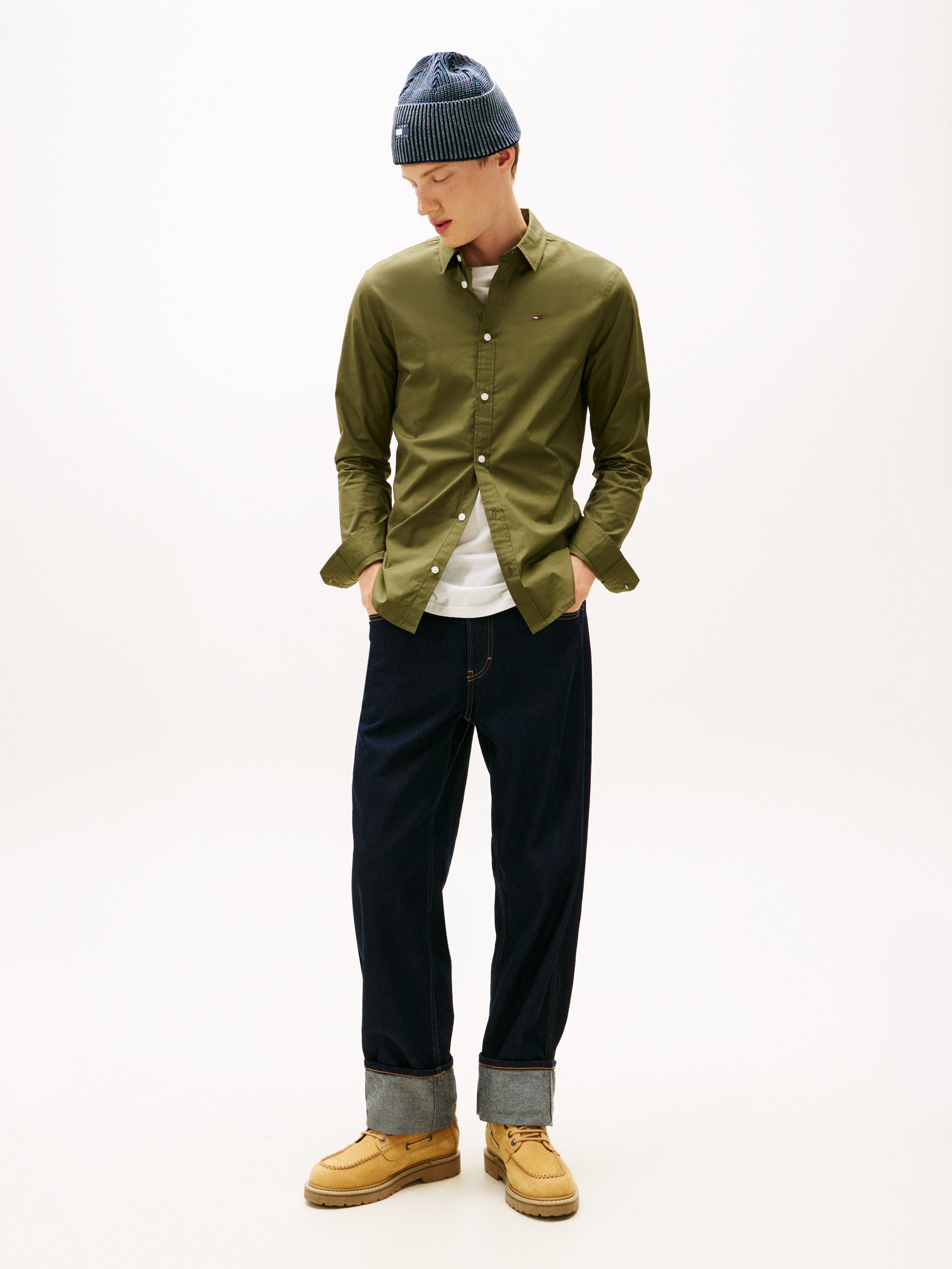 Tommy Jeans Langarmhemd Sabim Stretch Shirt Stretch Hemd, Premium, Slim Fit, mit Elasthan