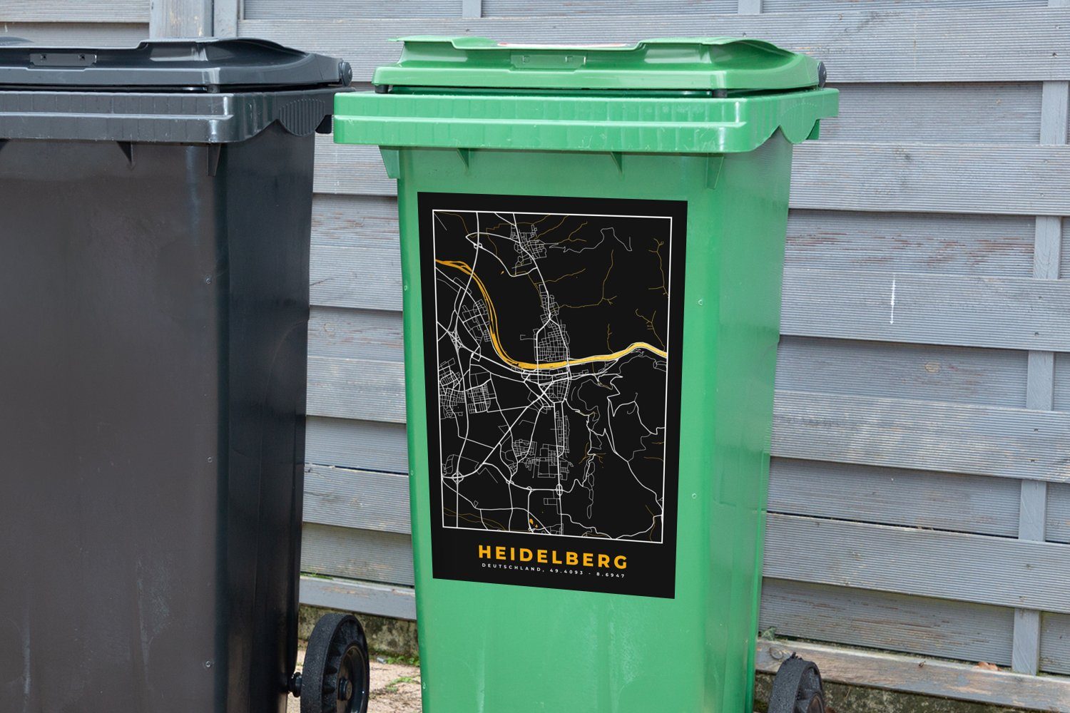 - - Gold Sticker, Mülleimer-aufkleber, Abfalbehälter St), Wandsticker Karte Stadtplan - Container, Deutschland Heidelberg MuchoWow (1 - Mülltonne,