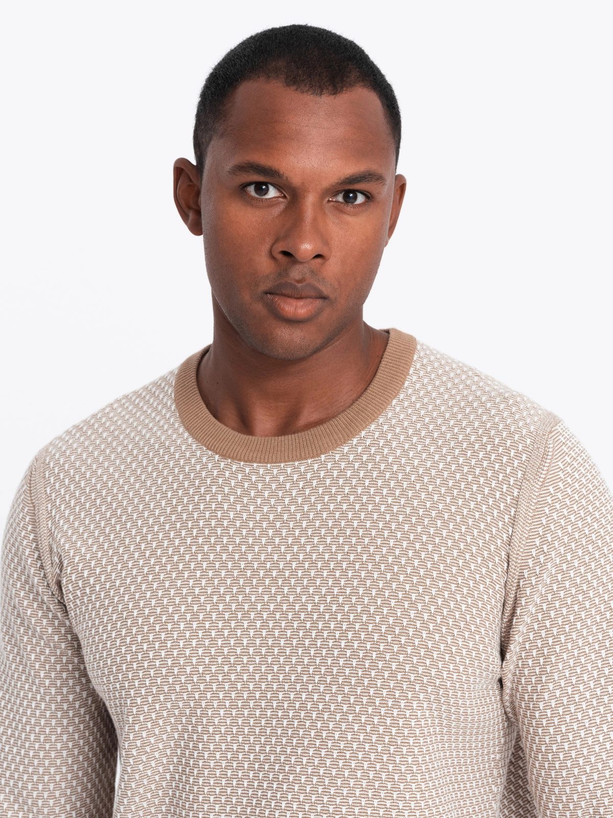 OMBRE Rundhalspullover Herren RELAXED FIT gemusterter Strickpullover günstig online kaufen