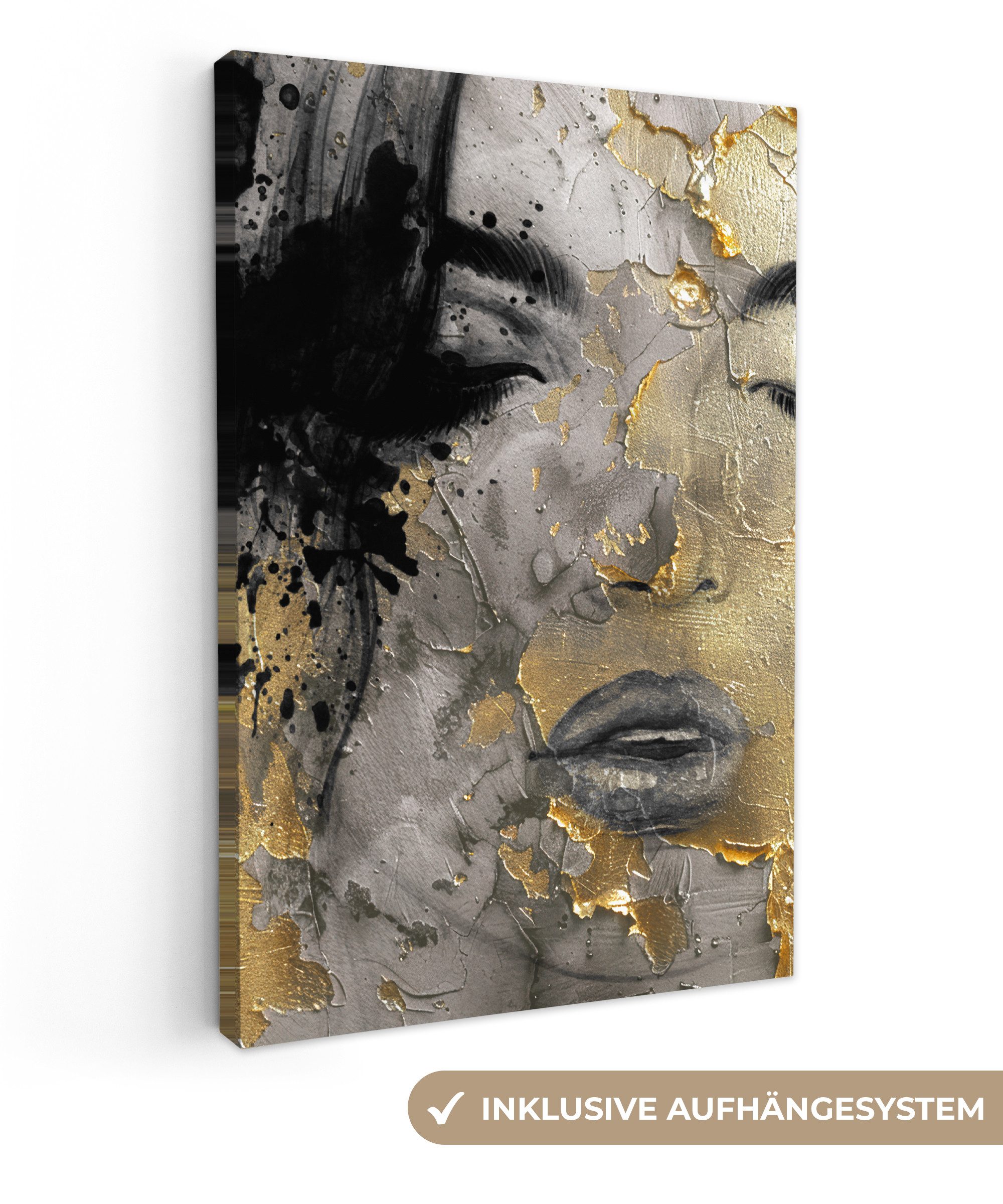 OneMillionCanvasses® Leinwandbild Frau - Kunst - Gold - Schwarz, Fotodruck günstig online kaufen