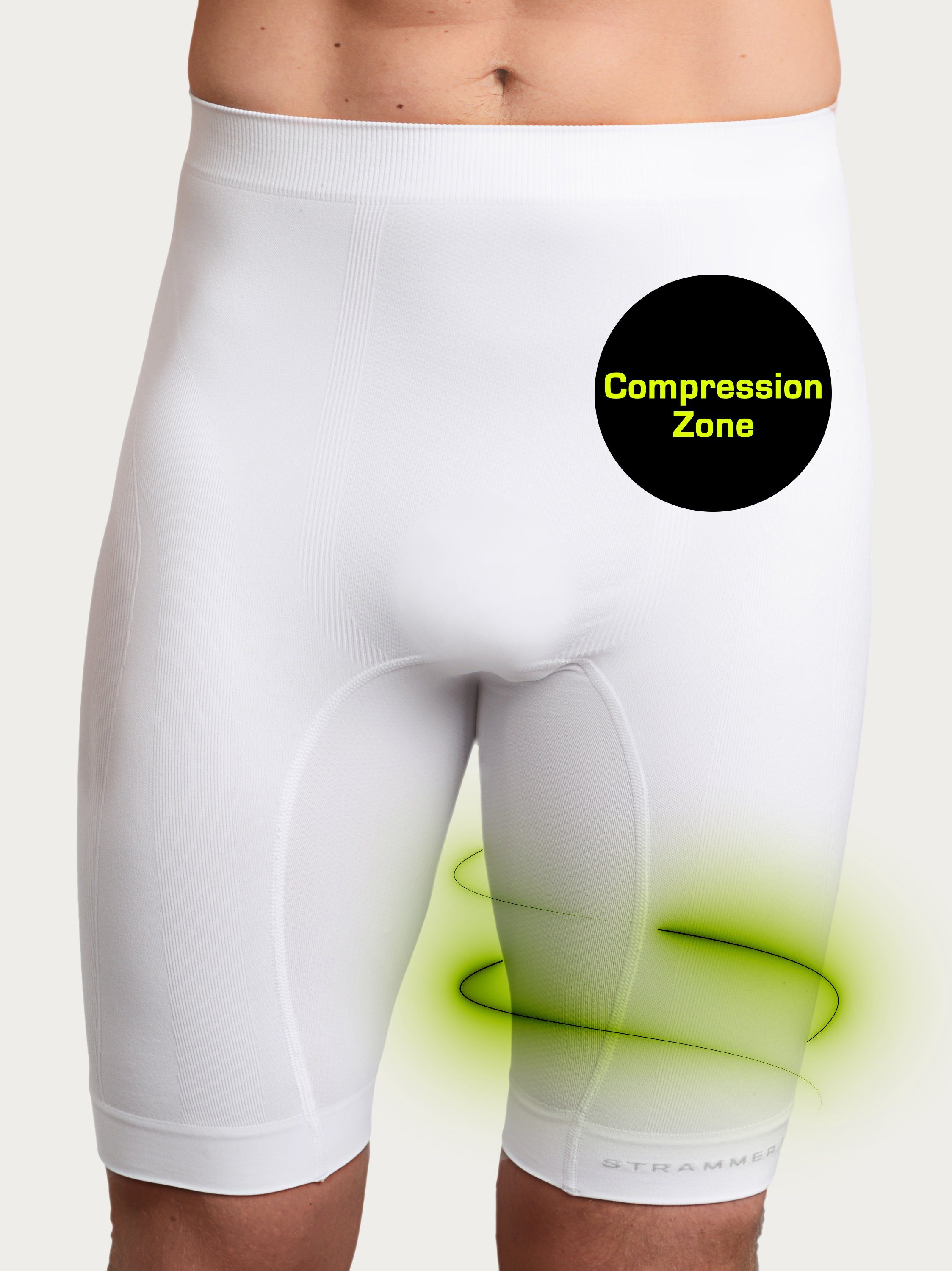 Strammer Max Performance® Compression Gewebe Shapewear, Shorts Weiß atmungsaktives Trainingsshorts High Tech