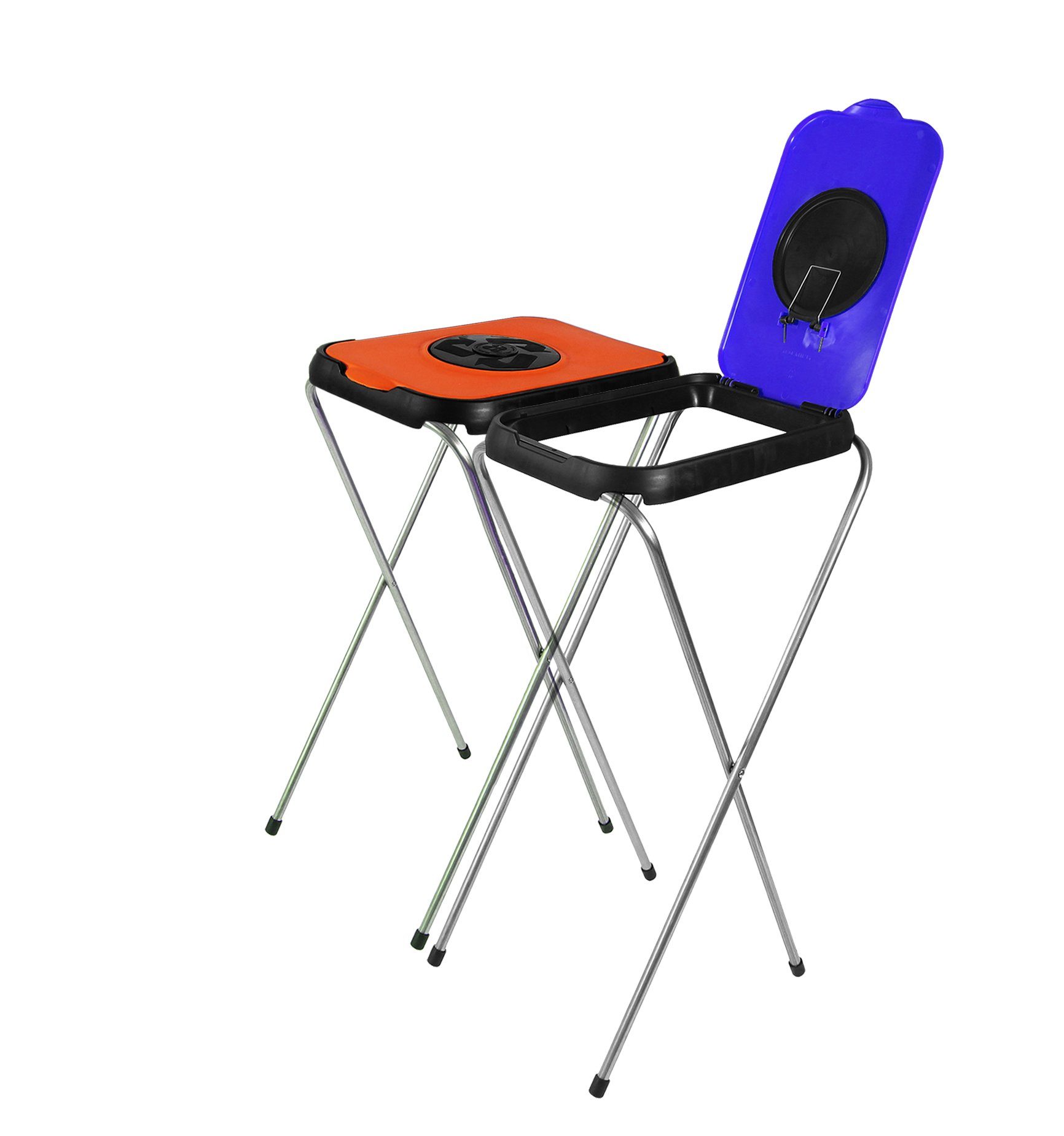 BigDean Müllsackständer 2x Orange Blau Einwurf-öffnung Mülleimer Müllbeutelständer Orange. Blau