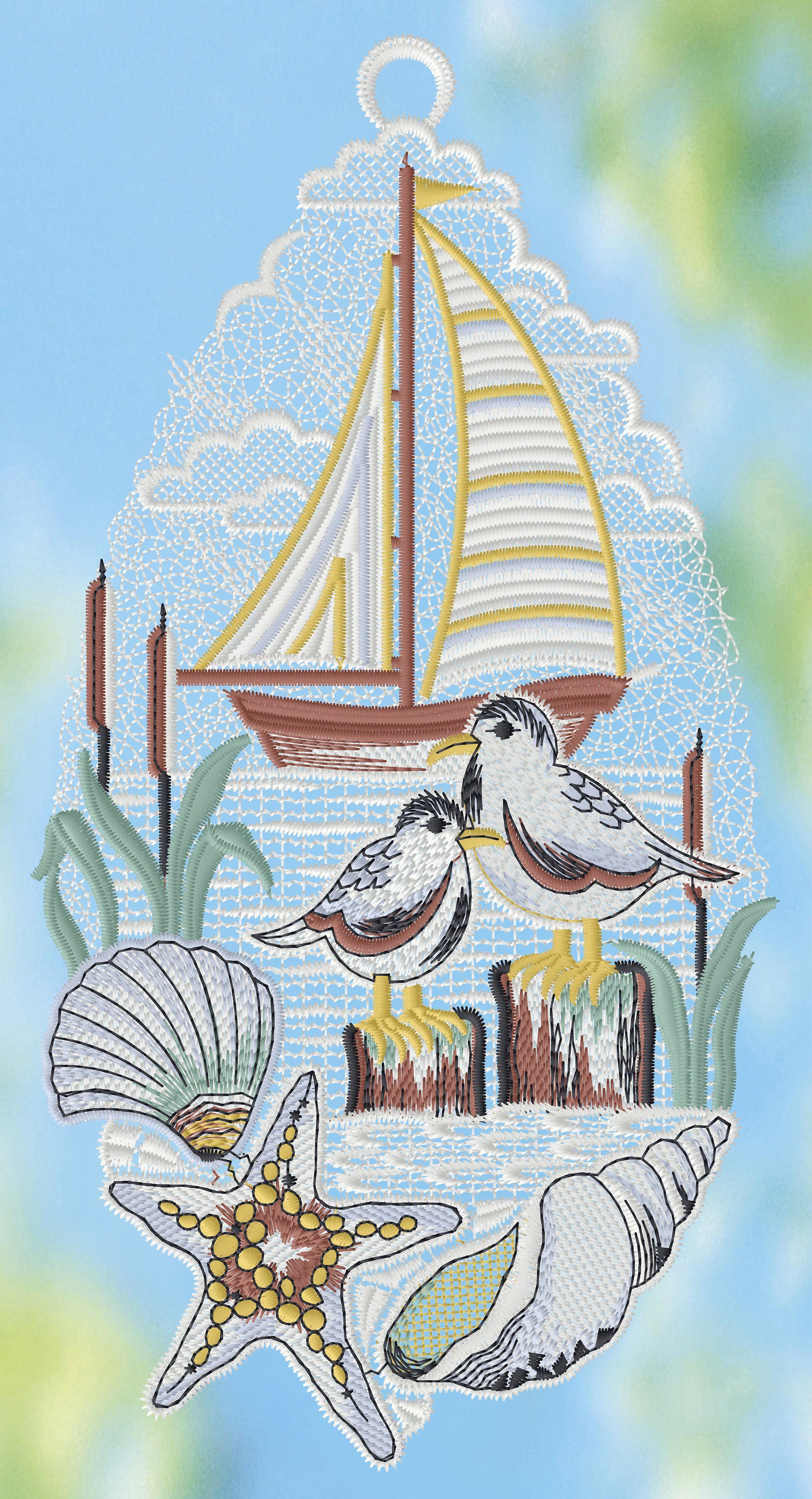 Plauener Spitze® Fensterbild Ostseeblick, HxB 28x15cm günstig online kaufen
