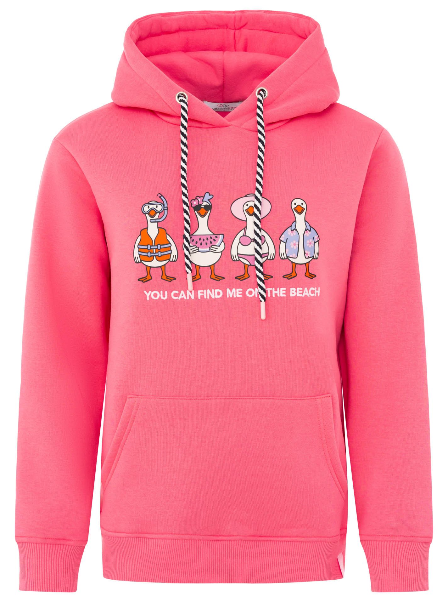 Zwillingsherz Hoodie "Summer Ducks" lustiges Möwen Motiv, Kapuze mit gestreifter Kordel, Kängurutasche