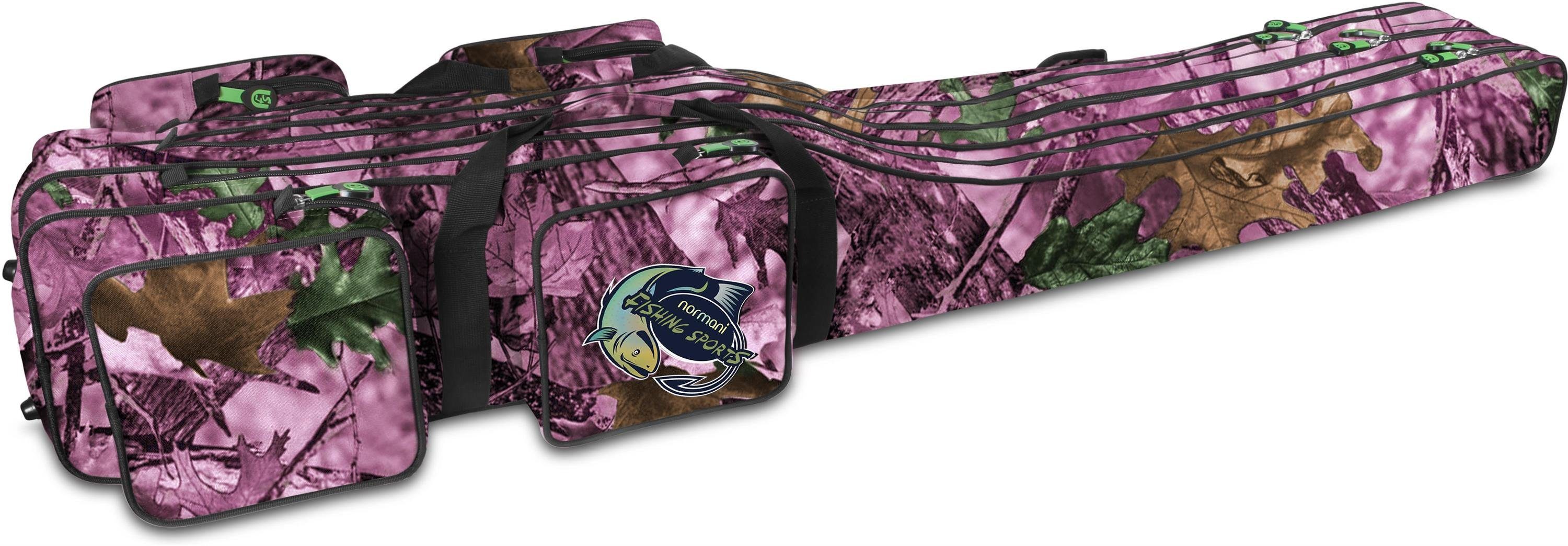 RodBox extra Angelkoffer Rutenrucksack Angelrucksack Rutentasche 1,90 Angelkoffer Taschen Triple, Kescherfach mit m 3 Camo 6 Hunting normani Ruten Pink für und Angelrutentasche Rutenfutteral