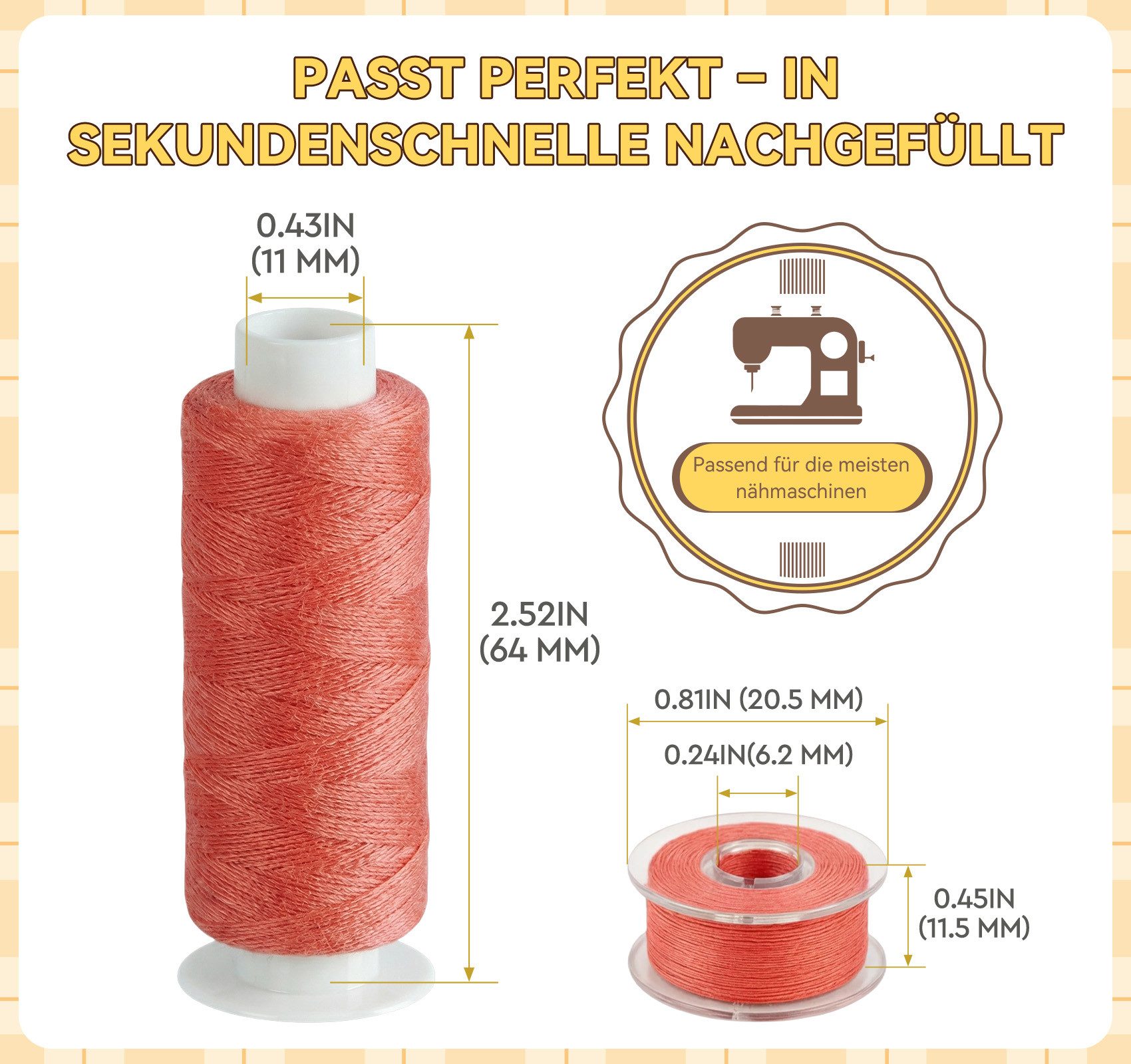 ElitVita 45 Farben Nähgarn Set–400 Yards& 50 Yards Spulen – inkl.5 leere Spulen Nähgarn, (set, 45-St., Nähgarn, Spulen), Für Nähmaschine, Ideal für Kleidung, Heimtextilien & DIY-Projekte