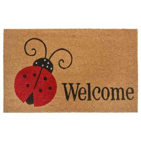 Fußmatte Lady Beetle, HANSE Home, rechteckig, Höhe: 15 mm, Kokos, Schmutzfangmatte, Outdoor, Rutschfest, Innen, Kokosmatte, Flur