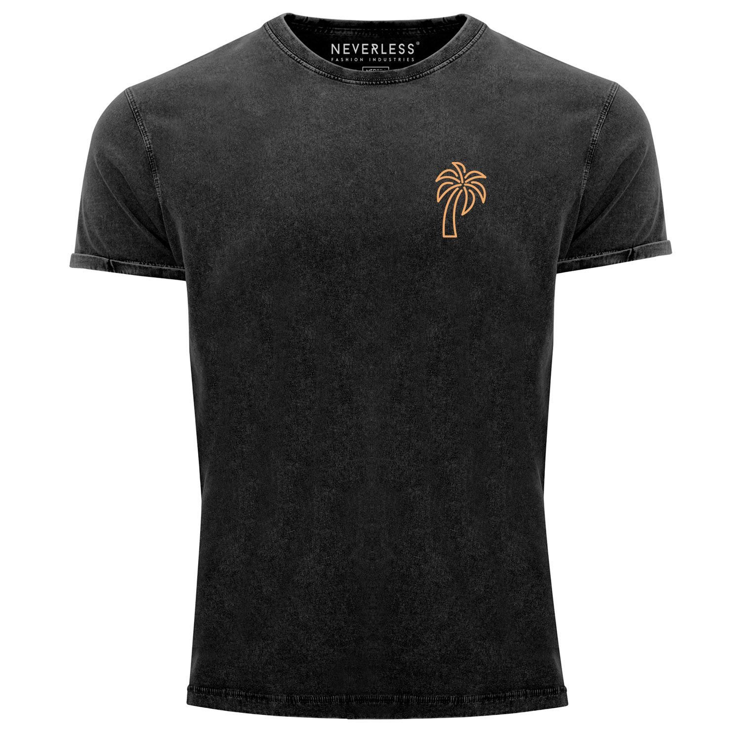 Print-Shirt Herren Vintage Shirt Palme Logo Print Sommer Badge Emblem Minimal
