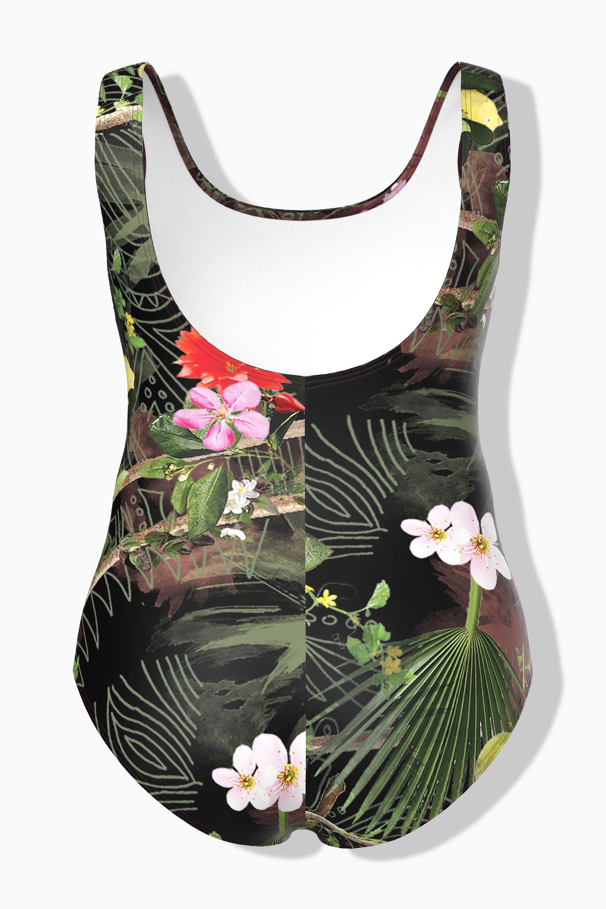 Ulla Popken Badeanzug Badeanzug Tukan ohne Softcups Rundhalsausschnitt