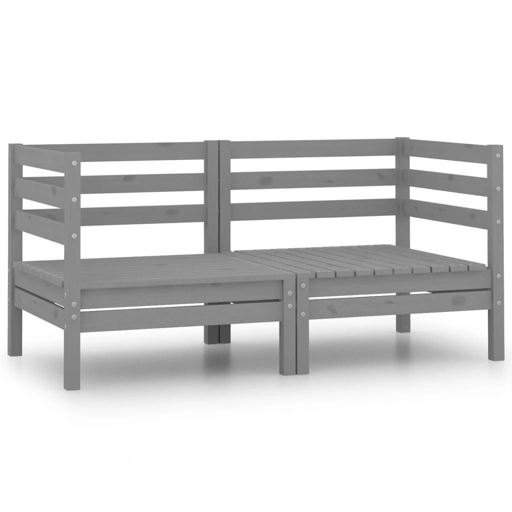 vidaXL Loungesofa 2-Sitzer-Gartensofa Grau Kiefer Massivholz, günstig online kaufen
