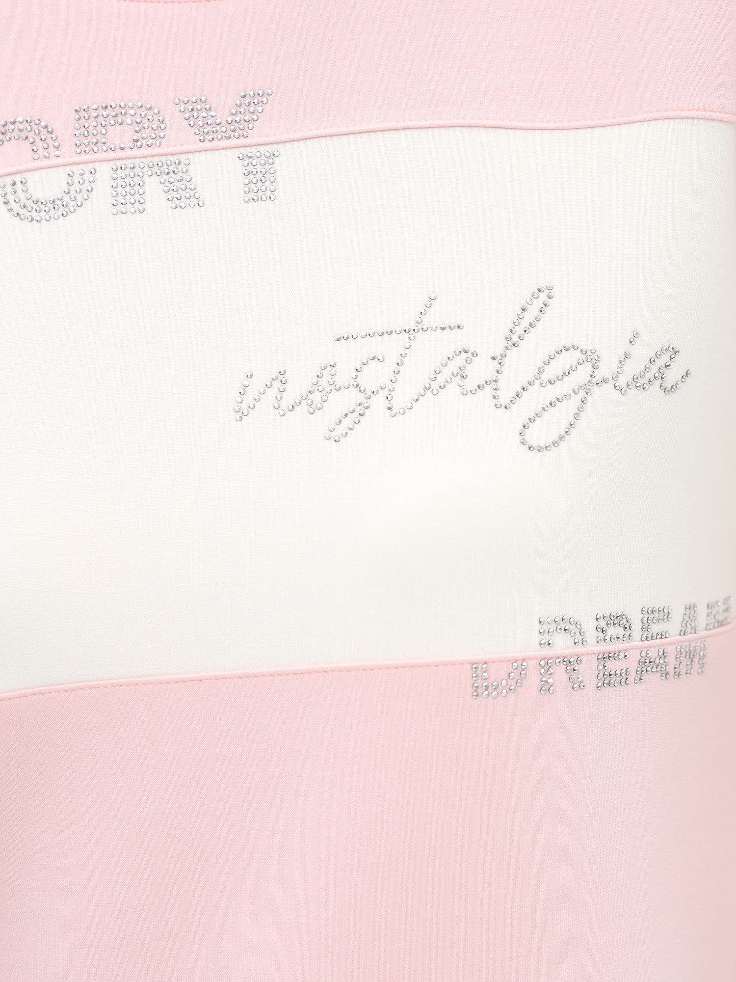 Passioni 3/4-Arm-Shirt Shirt mit Strass und Colorblock Rosa- Ecru mit Schriftzug aus Glitzersteinen – Bild 4 von 4