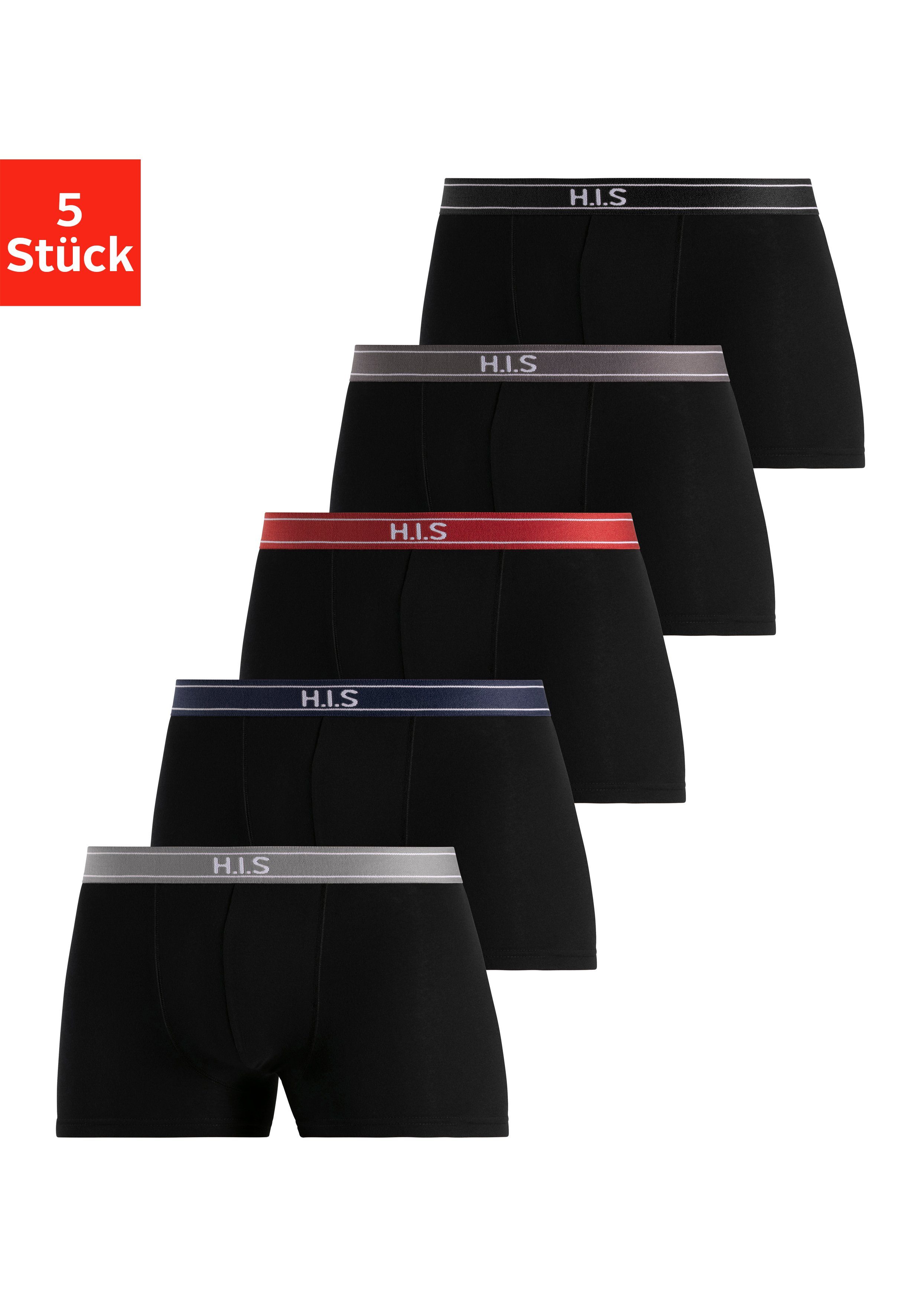 H.I.S Boxer Boxershorts für Herren (Packung, 5-St) mit Steifen und Logo im Bund