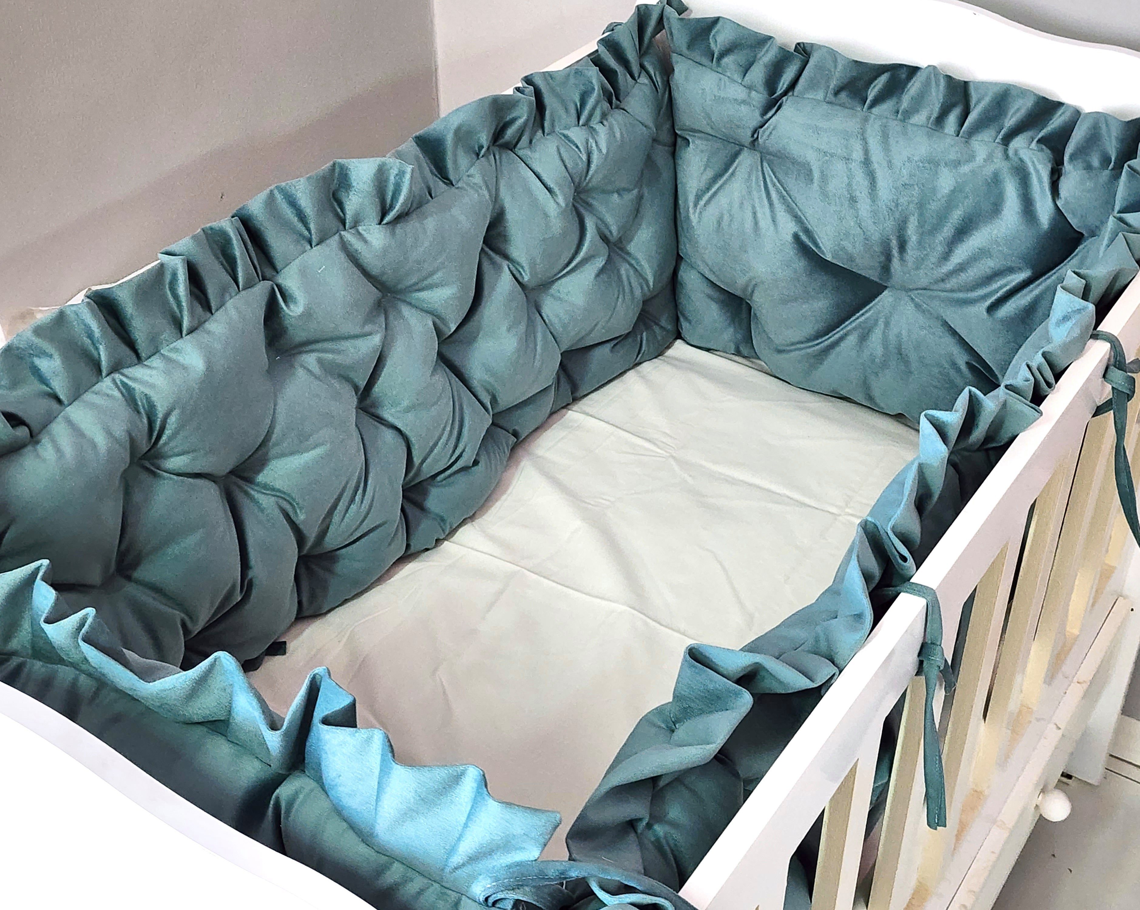 Baby Fancyroom Bettnestchen Samt Bettumrandung Nestchen Volant Kantenschutz Babybett Gitterbett, (weicher Samtstoff, hochwertig, Bettwäsche oder Bettumrandung), Mit Liebe handgefertigt, Premium Samt, Babynestchen, Babynest