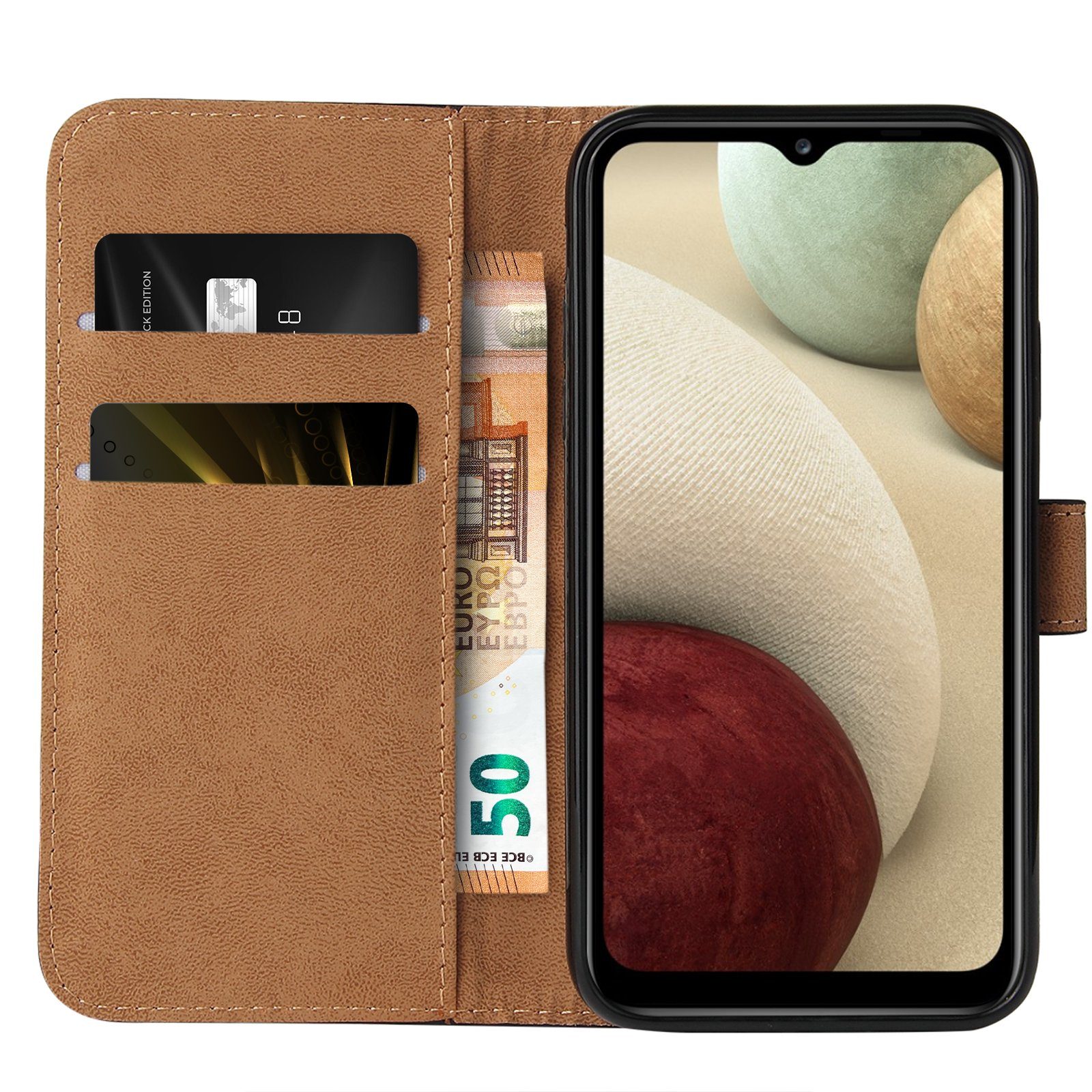 Tec-Expert Handyhülle Klapp Hülle für Samsung Galaxy A12 6.5 Zoll, 6.5, Flip Case für Samsung Galaxy A12