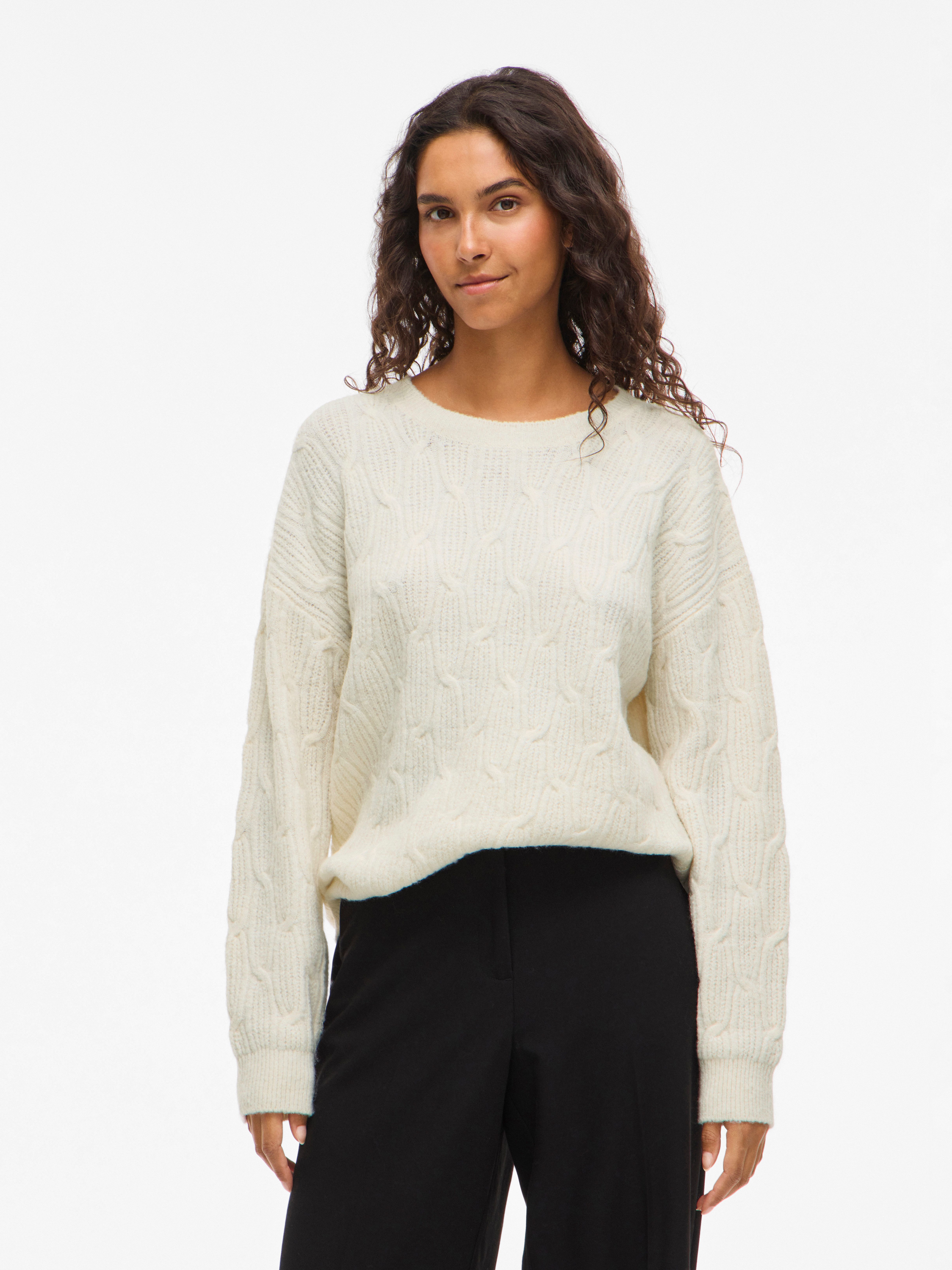 Vila Strickpullover VILASSIA O-NECK L/S CABEL günstig online kaufen