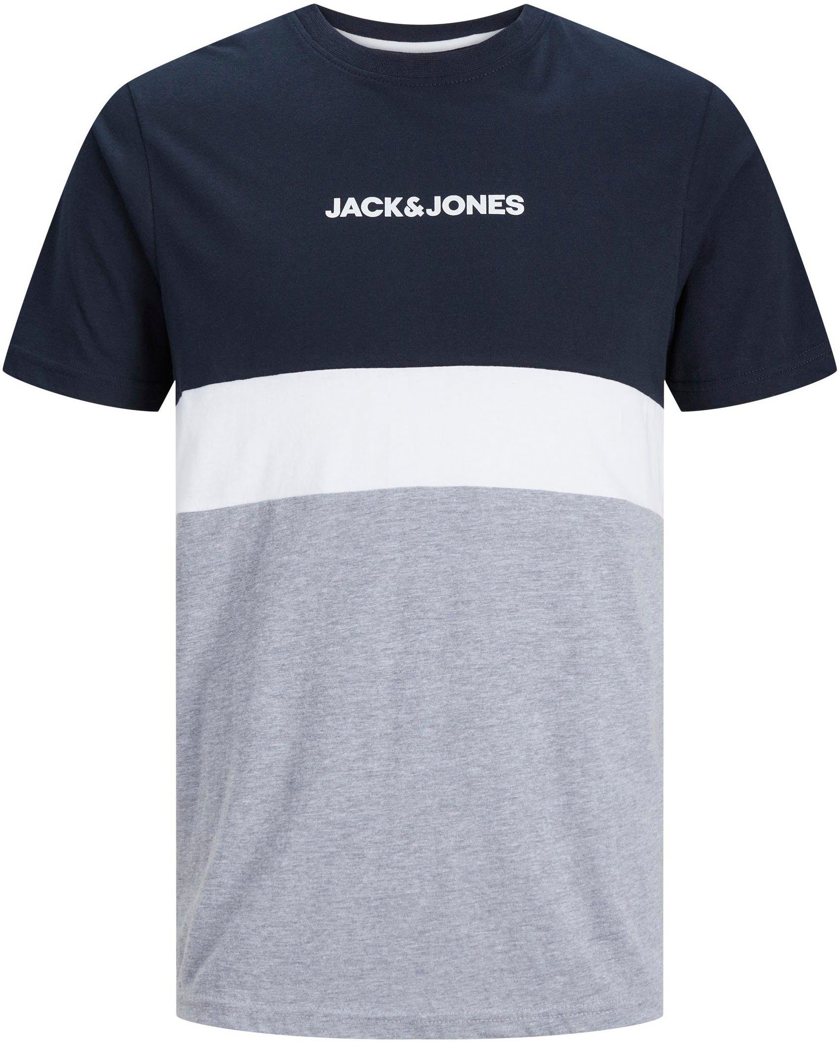 Navy Jack & SS Jones JJEREID Blazer NOOS BLOCKING TEE Rundhalsshirt