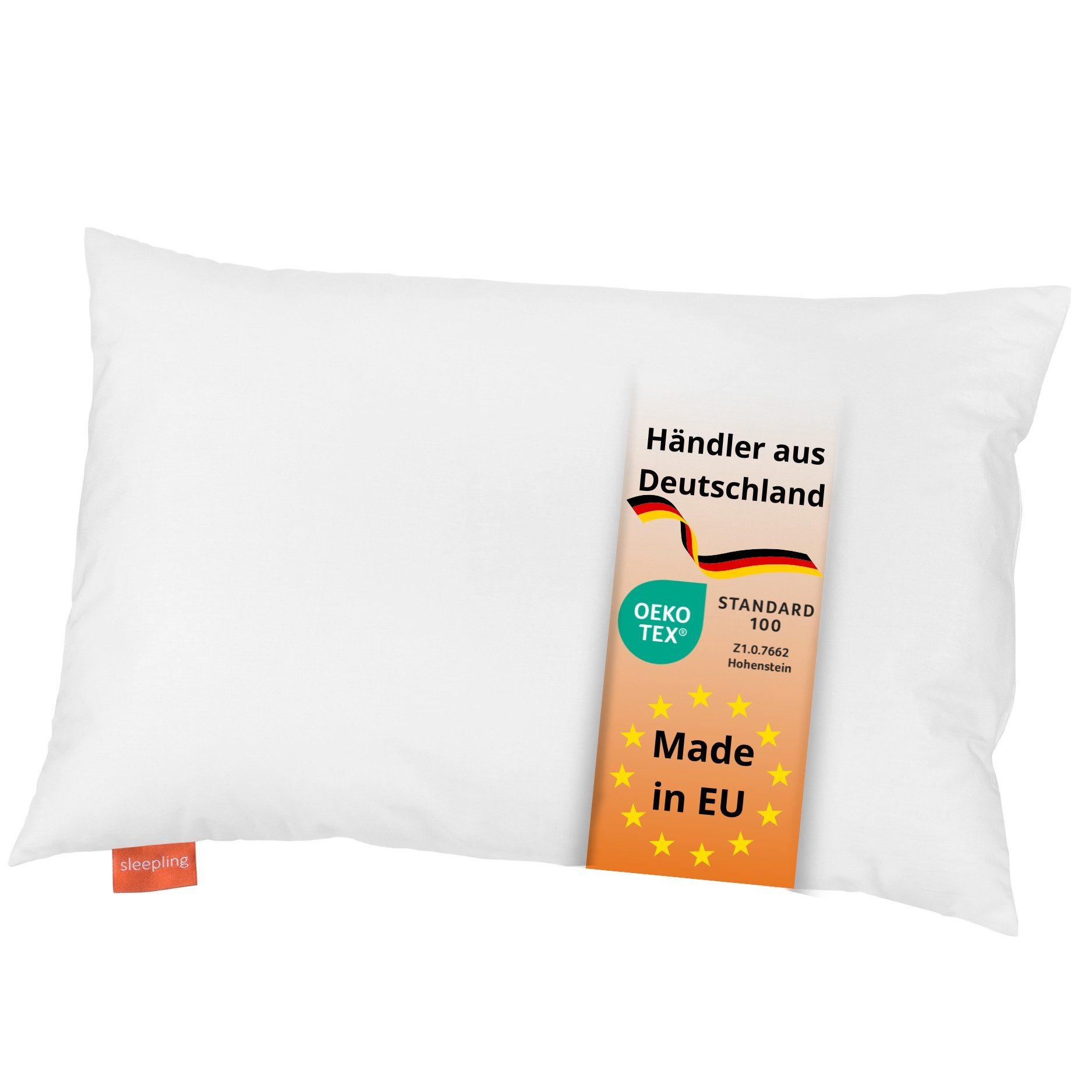 sleepling Kopfkissen Kinderkopfkissen, Füllung: 100% Hohlfaserkugeln, Bezug: Baumwolle, Seitenschläfer, Bauschschläfer, Rückenschläfer, 1x Kopfkissen, für Kinder