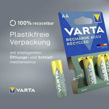 VARTA wiederaufladbare Akkus Akku Mignon 2100 mAh (1,2 V, 4 St), VARTA Recharge Accu Recycled wiederaufladbar