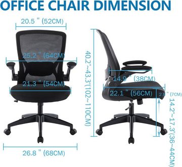 KERDOM Bürostuhl (Hergestellt aus hochwertigen Materialien, zertifiziert durch die professionelle Organisation BIFMA), Bürostuhl, Ergonomischer Schreibtischstuhl mit Klappbaren