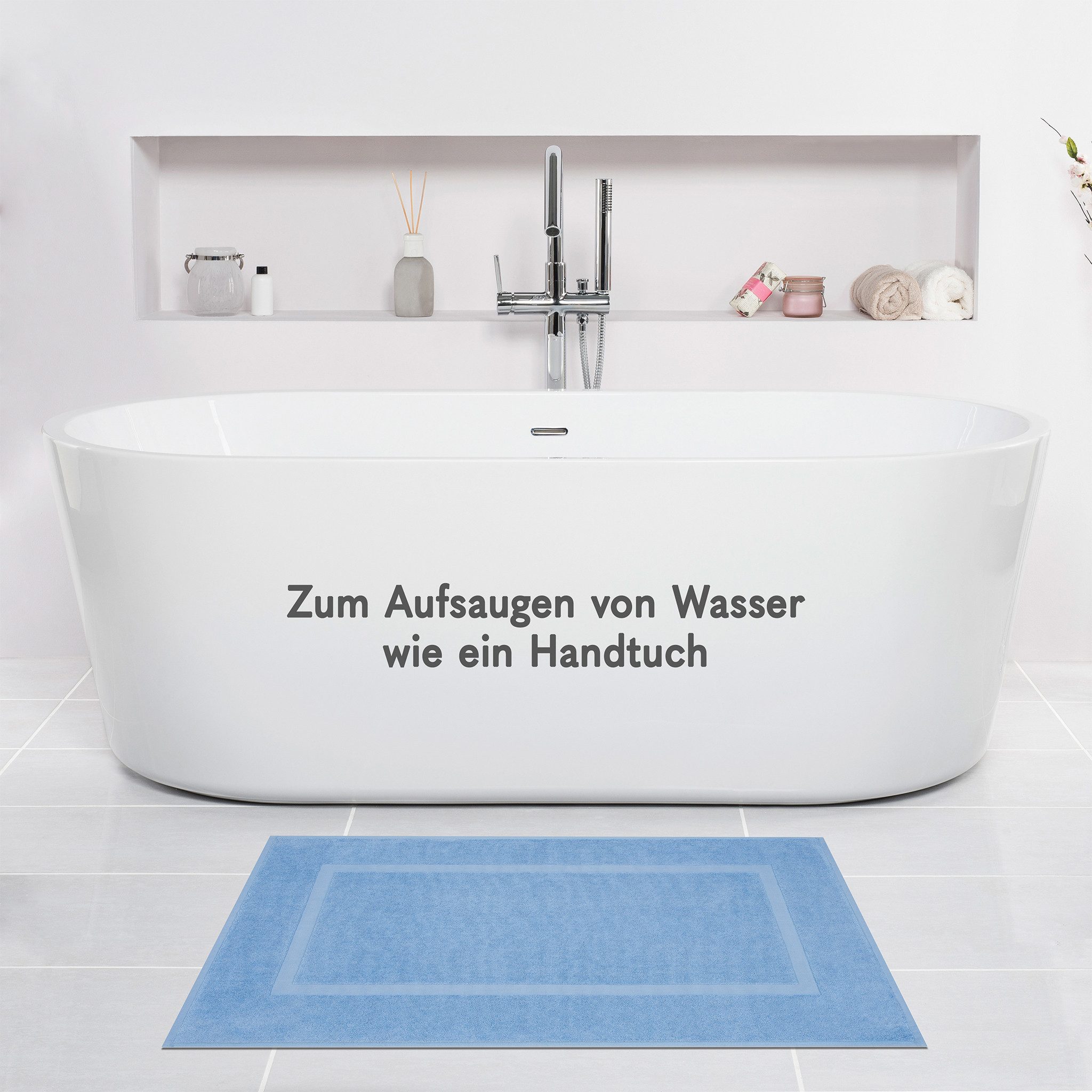 HAMMETEX Badematte Hotelmatte, Duschvorleger, Höhe 5 mm, rutschhemmend beschichtet, beidseitig nutzbar, Baumwolle, rechteckig, 2-teiliges Set, einfarbig, 100% Baumwolle
