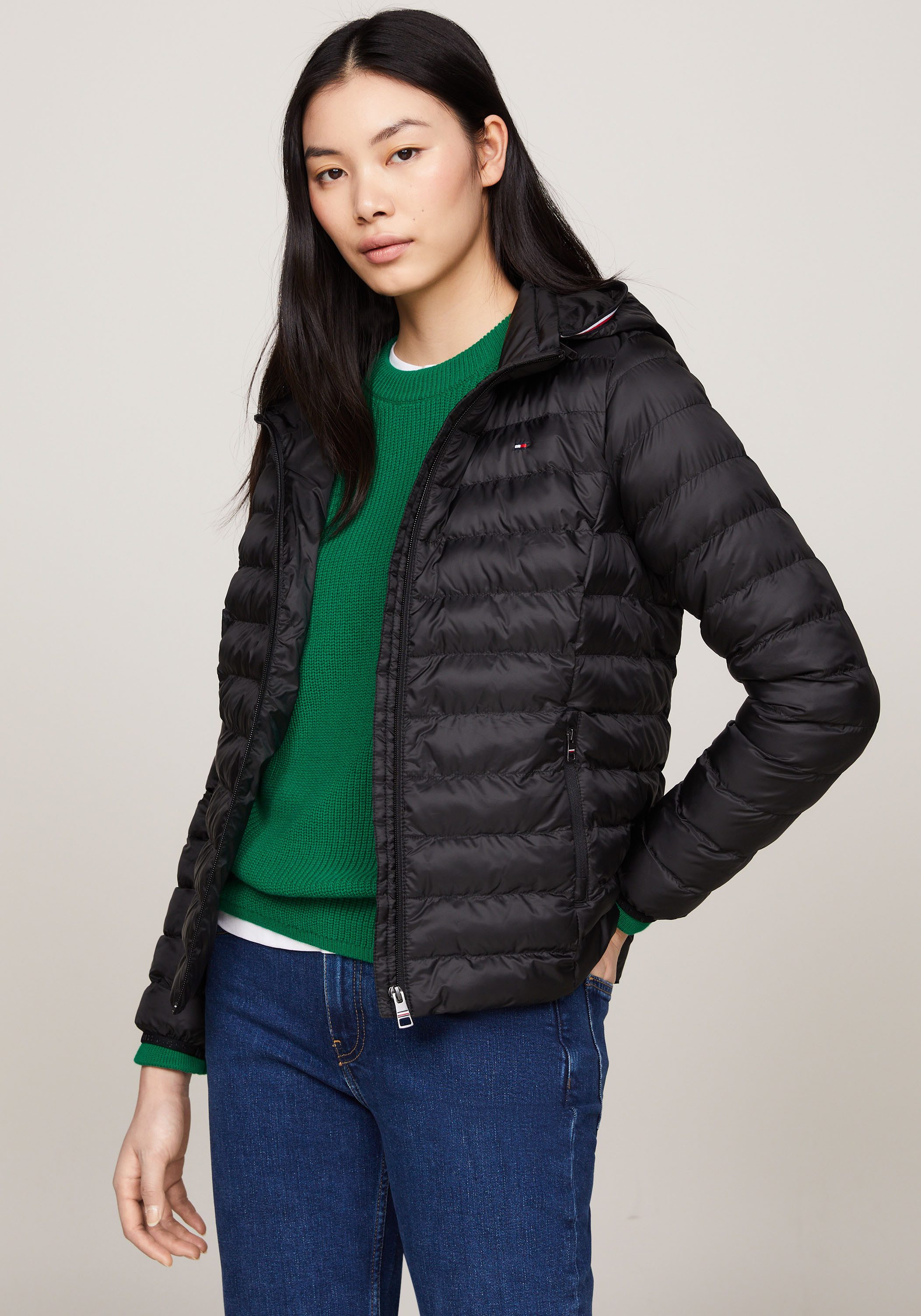 Tommy Hilfiger Steppjacke LW PADDED GLOBAL STRIPE JACKET (Global Serie TH WOMEN) mti Global Stripe an der Kapuze