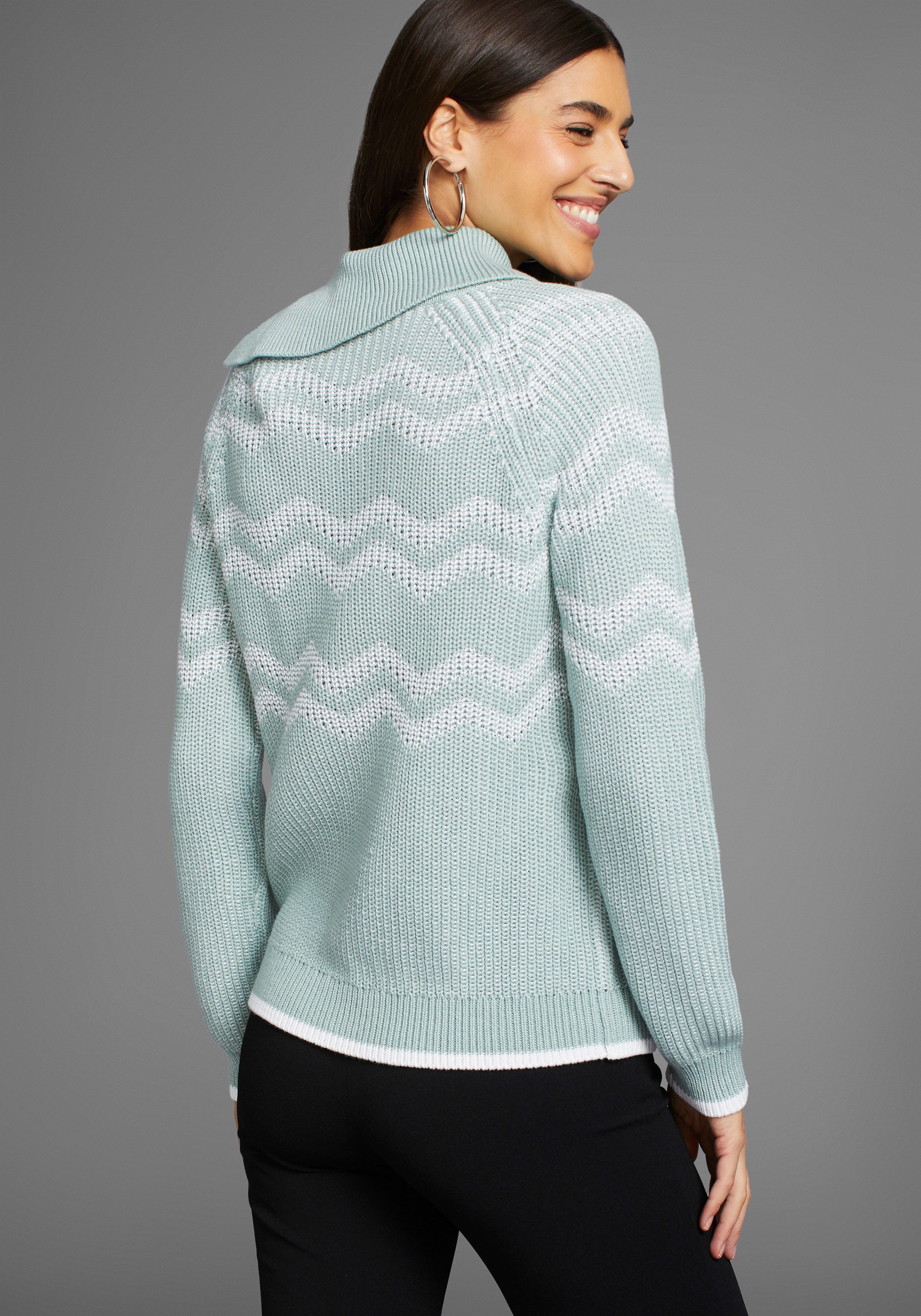 Laura Scott Strickpullover mit Zickzackstrickmuster günstig online kaufen