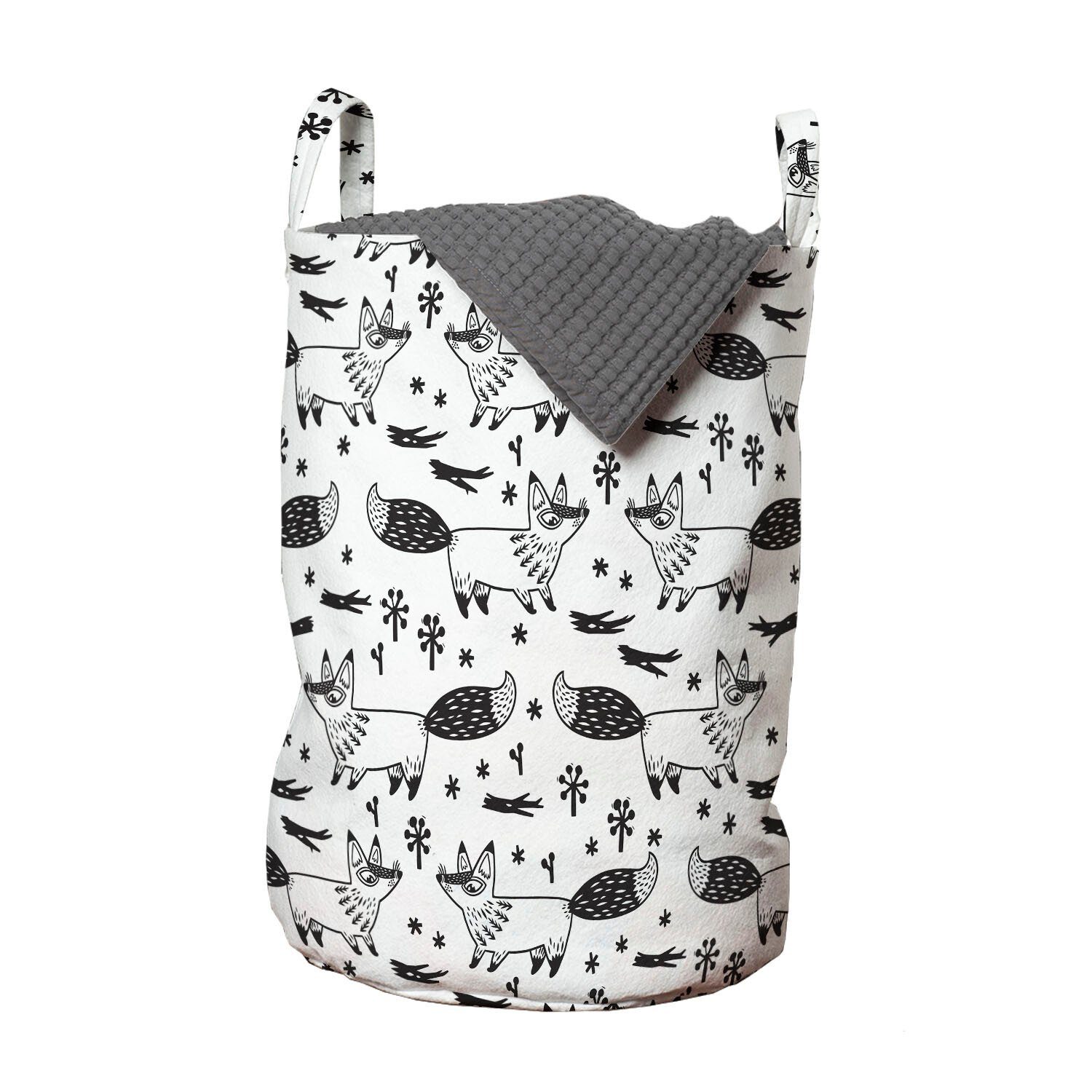 Abakuhaus Wäschesäckchen Wäschekorb mit Griffen Kordelzugverschluss für Waschsalons, Fuchs Childish Einfarbige Tier