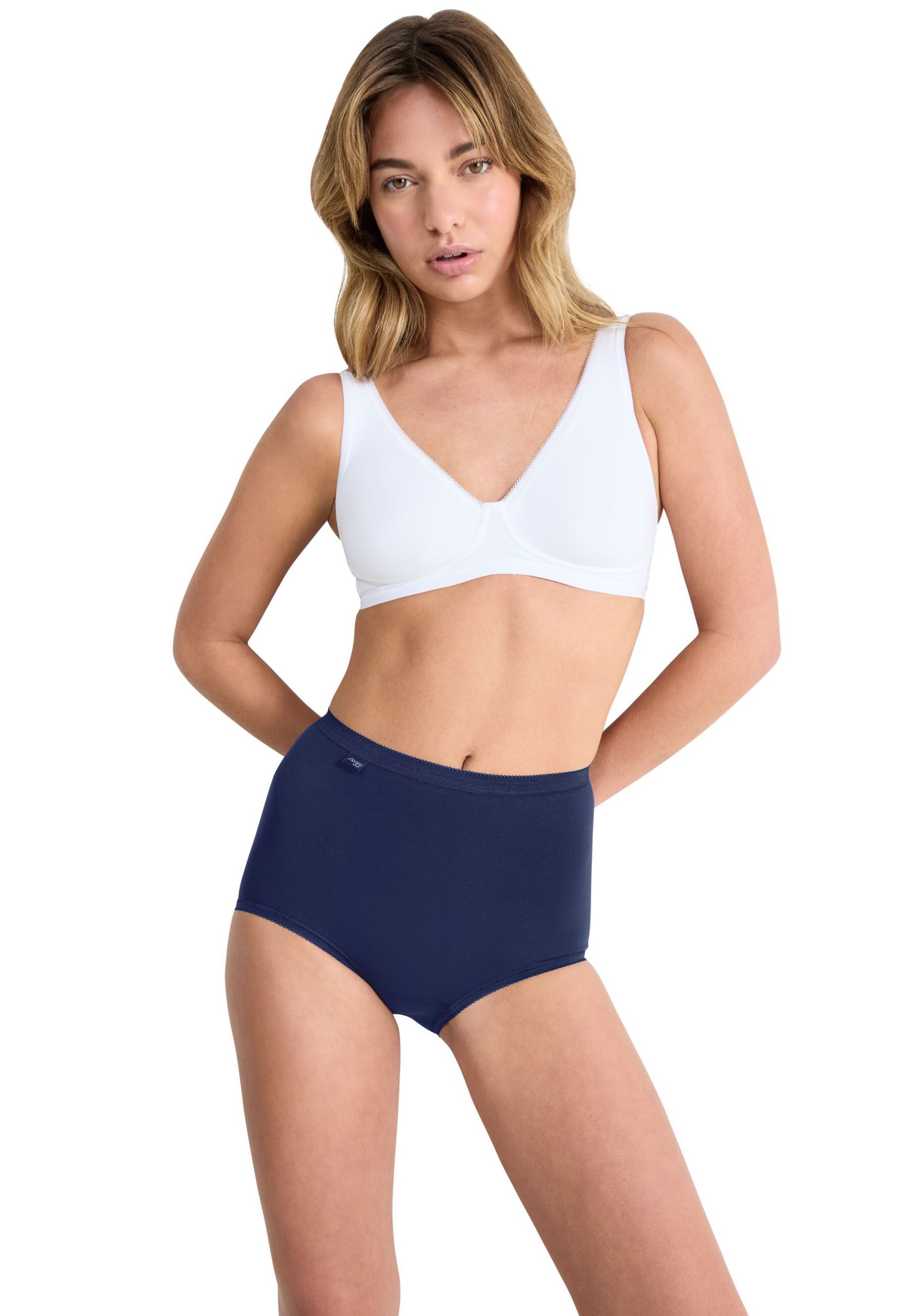 sloggi Maxislip Basic+ (4er Pack) Baumwollmischung, weiche Nähte, hohe Taille, elastisch