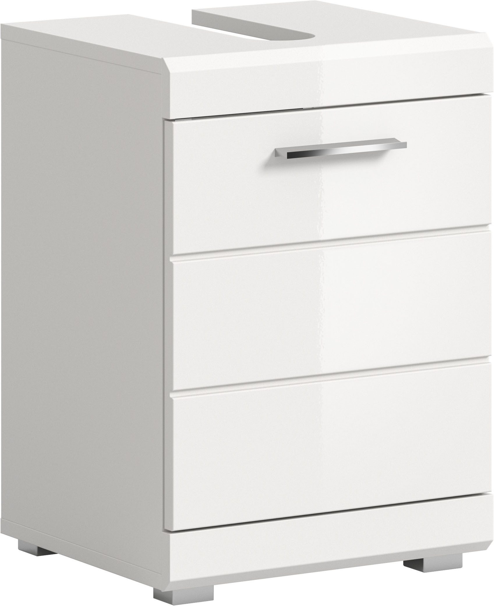welltime Waschbeckenunterschrank SIENA, Breite 40cm, 1 Tür, 1 Einlegeboden, 2 Fächer, MDF-Front (TOPSELLER!, mit Siphonausschnitt 10x25 cm) WBU, Badmöbel, Badschrank, Kommode, Unterschrank, Bad, Badezimmer