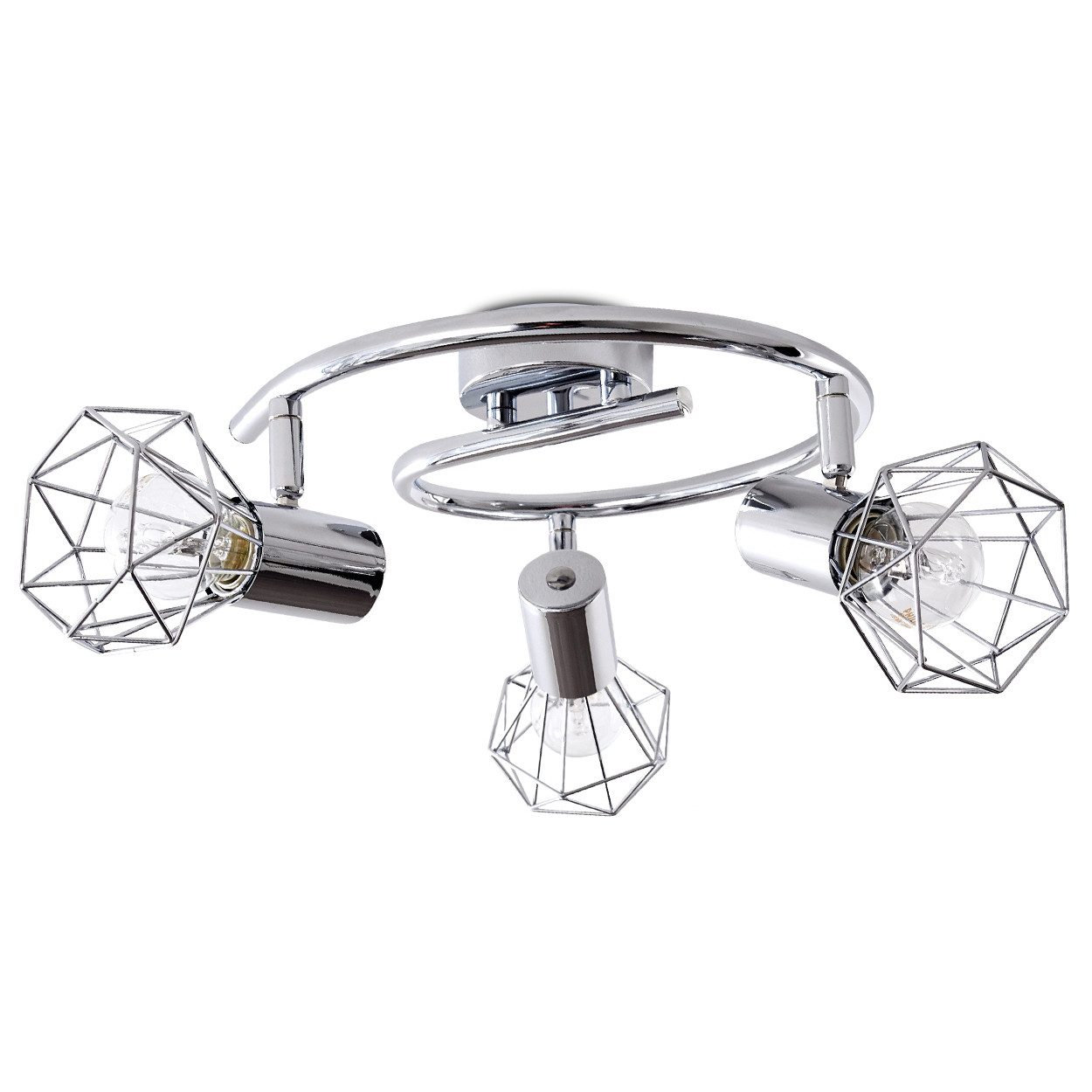 hofstein Deckenleuchte »Conco« runde Deckenlampe aus Metall in chrom, ohne Leuchtmittel, mit verstellbaren Strahlern, 3xE14, Spot im Retro/Vintage Design